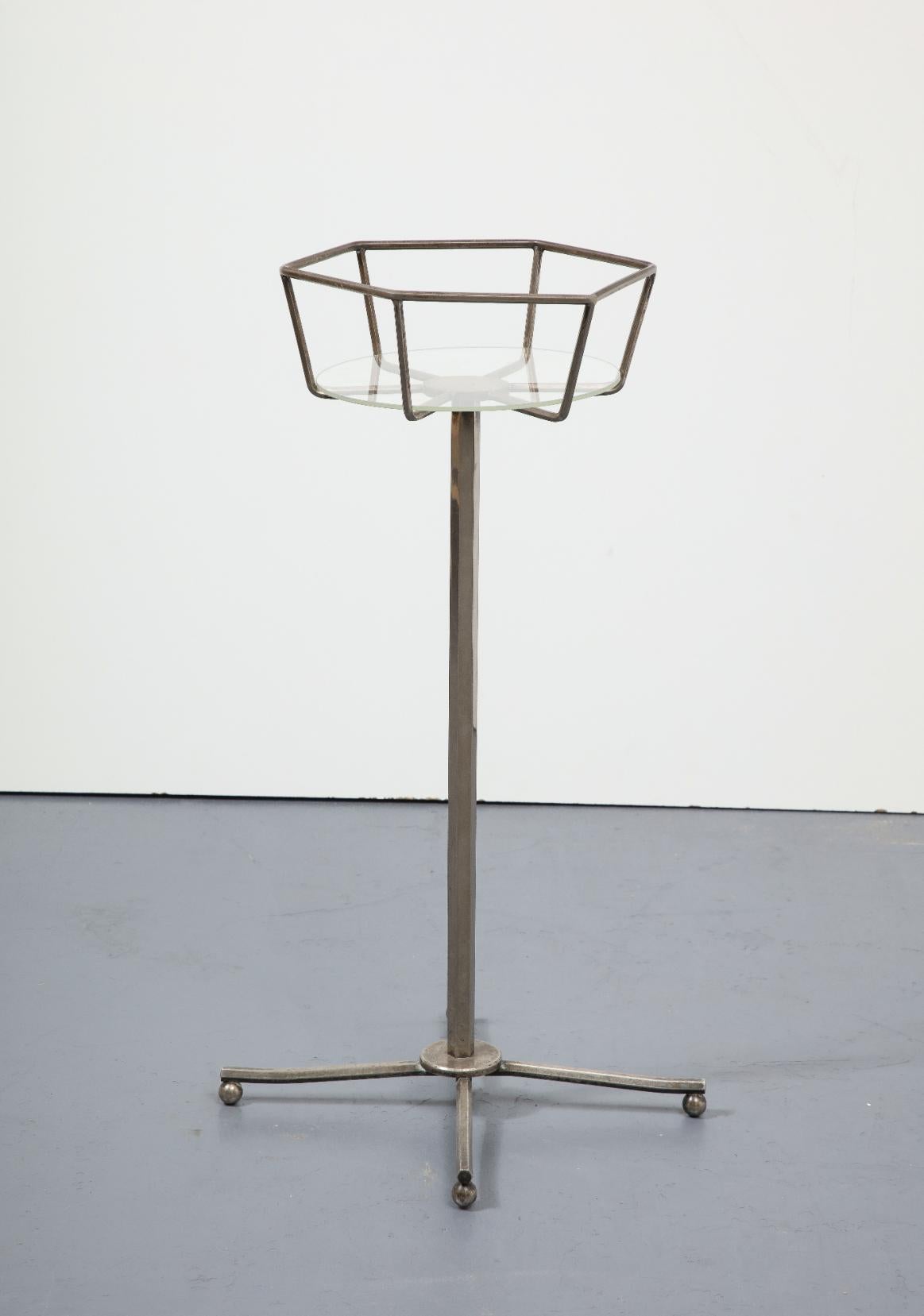 20th Century Steel, Lucite and Nickel Ice Bucket/Plant Stand For Sale
