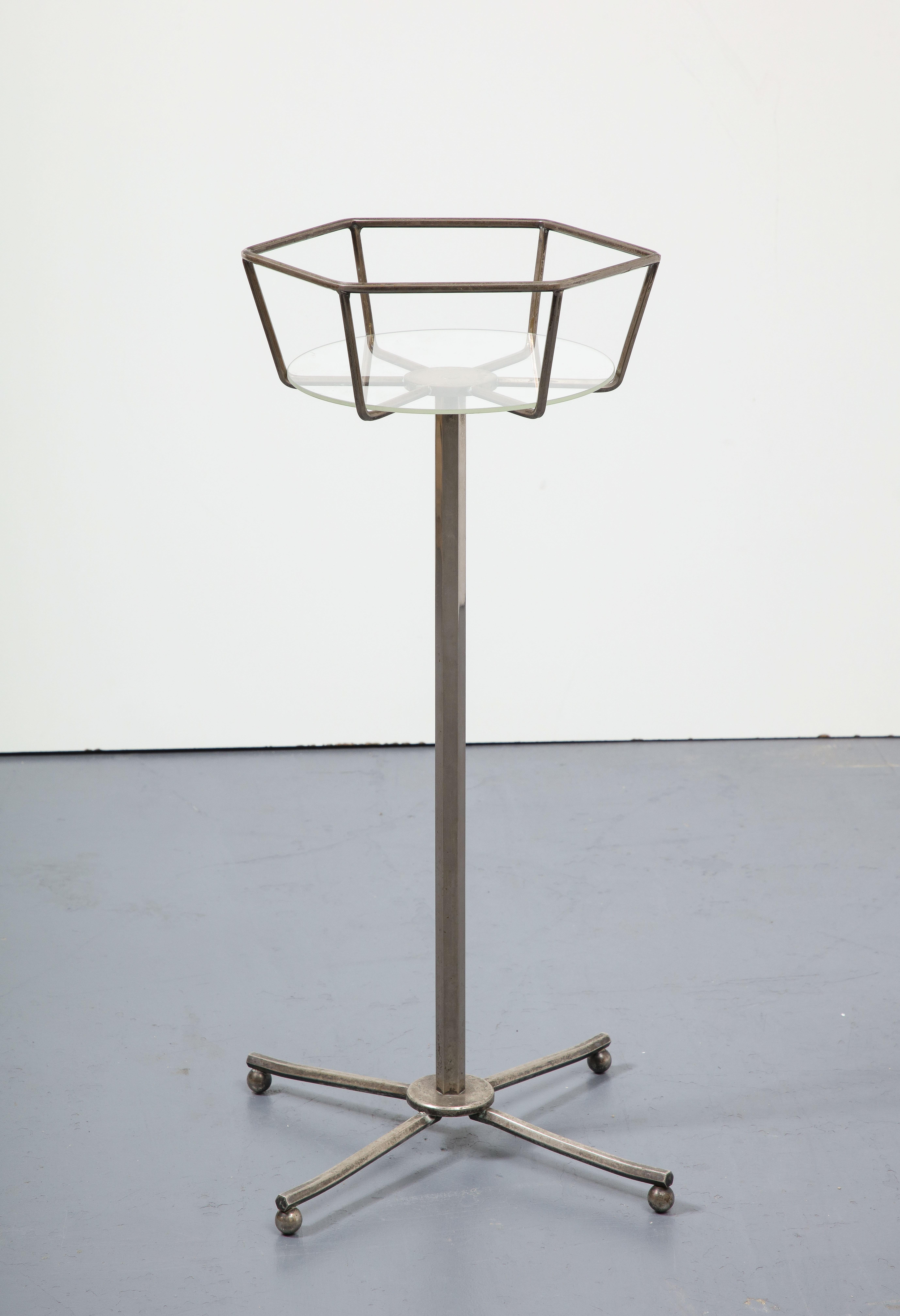 Steel, Lucite and Nickel Ice Bucket/Plant Stand For Sale 2