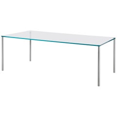 Steel Medium High Table in Transparent Glass, by Piero Lissoni from Glas Italia
