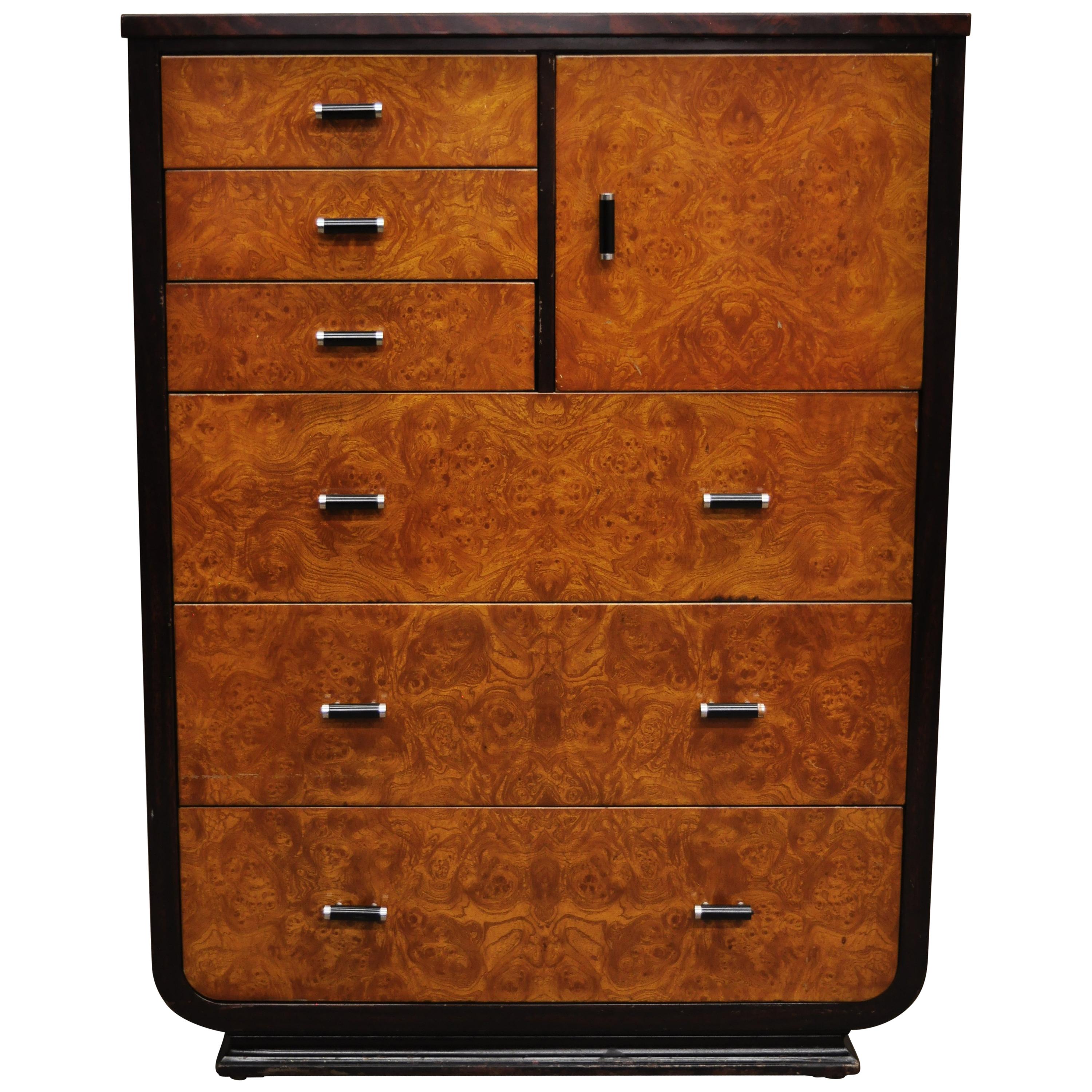 Steel Metal Art Deco Mahogany Painted Dresser by Norman Bel Geddes for Simmons A