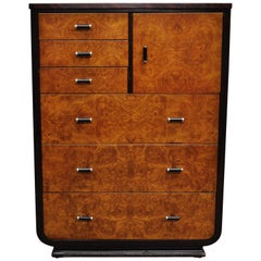 Steel Metal Art Deco Mahogany Painted Dresser by Norman Bel Geddes for Simmons A