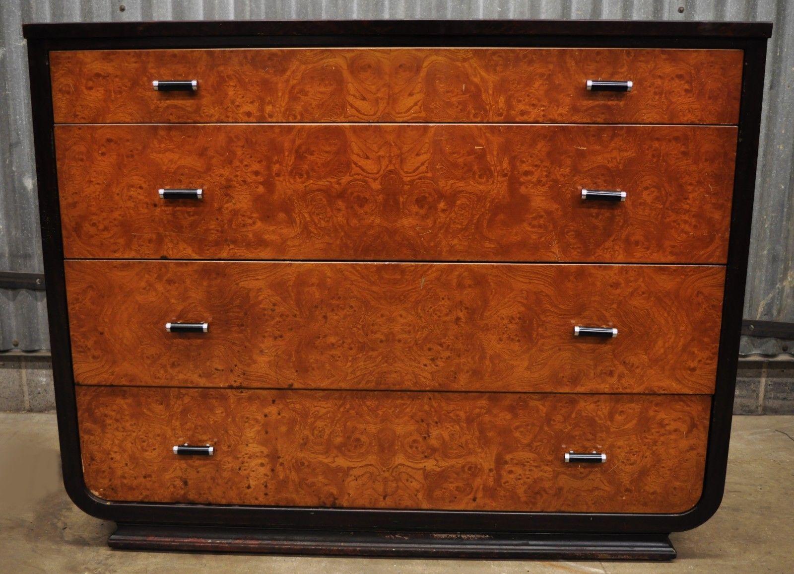 Steel Metal Art Deco Mahogany Painted Dresser by Norman Bel Geddes for Simmons 7