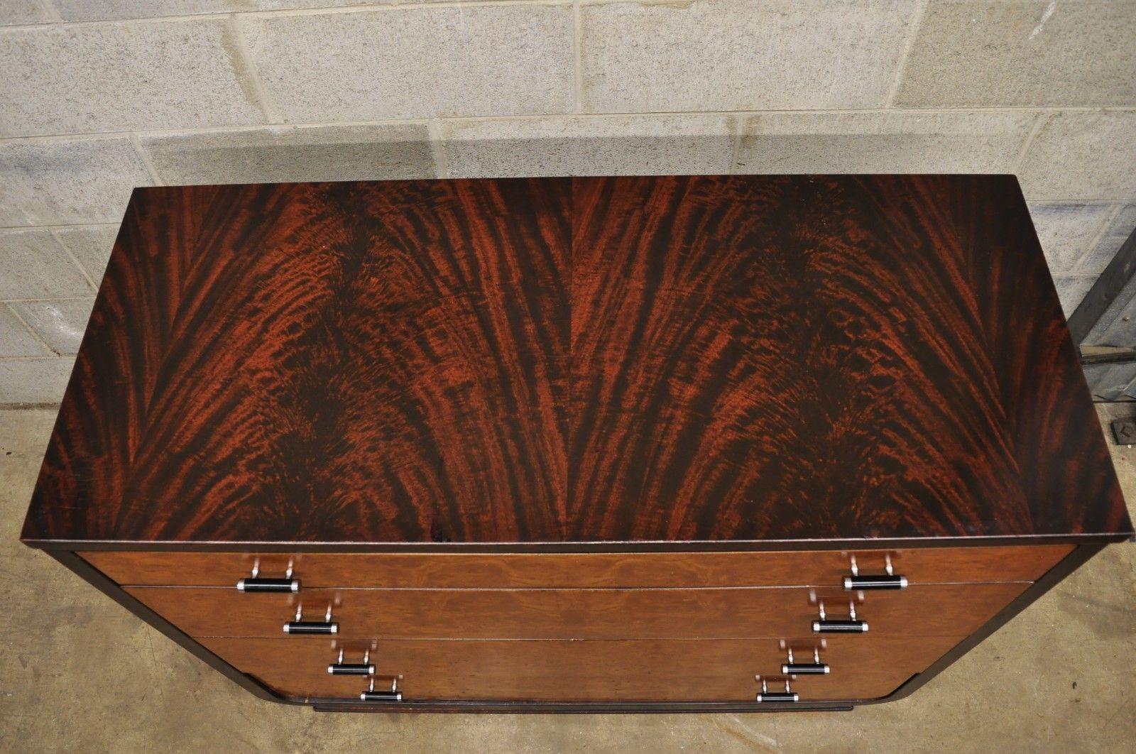 Steel Metal Art Deco Mahogany Painted Dresser by Norman Bel Geddes for Simmons In Good Condition In Philadelphia, PA