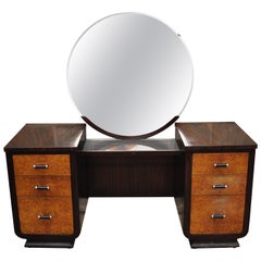 Vintage Steel Metal Art Deco Painted Vanity Table Mirror Bench Norman Bel Geedes Simmons