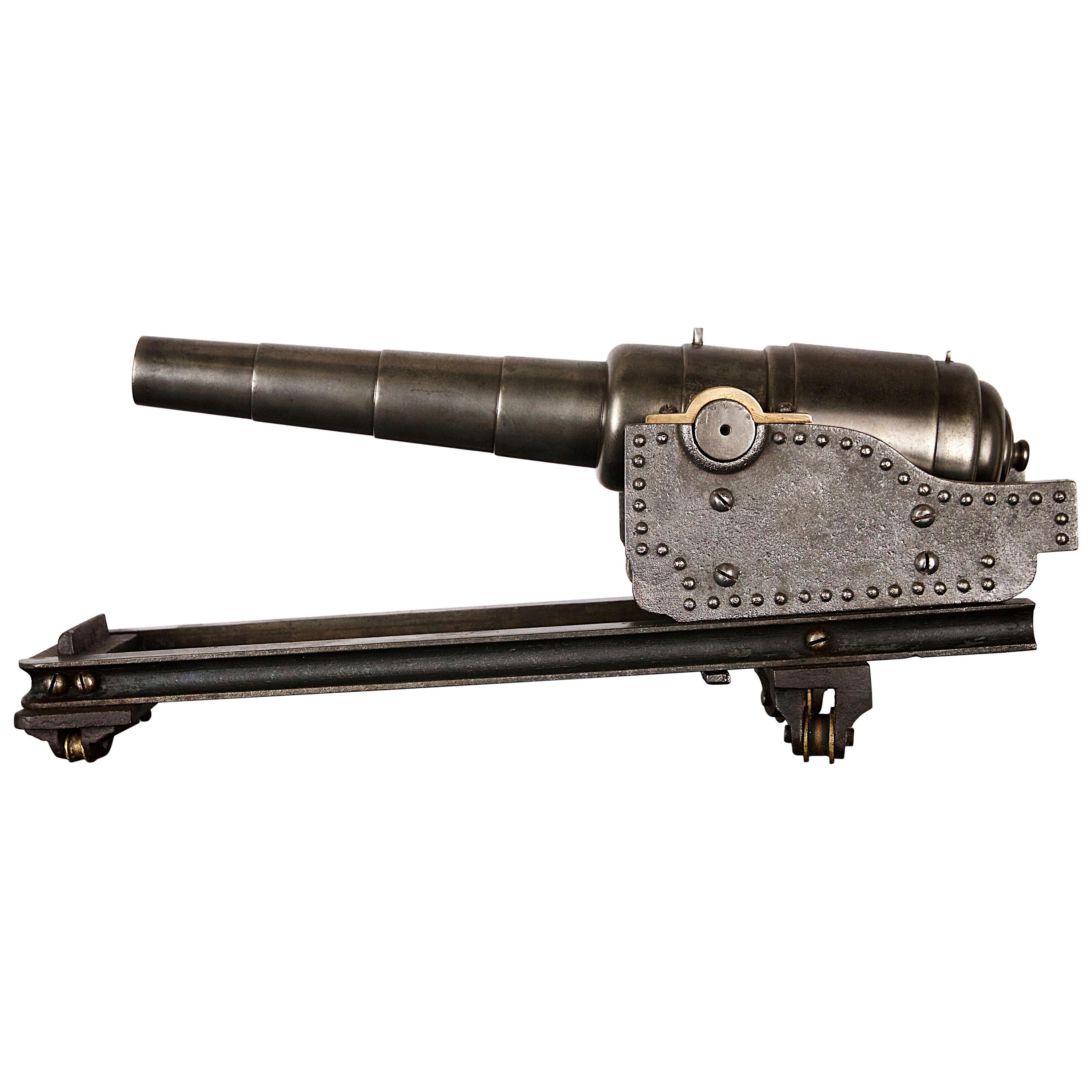 Steel Model of a 64 Pound Canon on Elevating Carriage, circa 1860