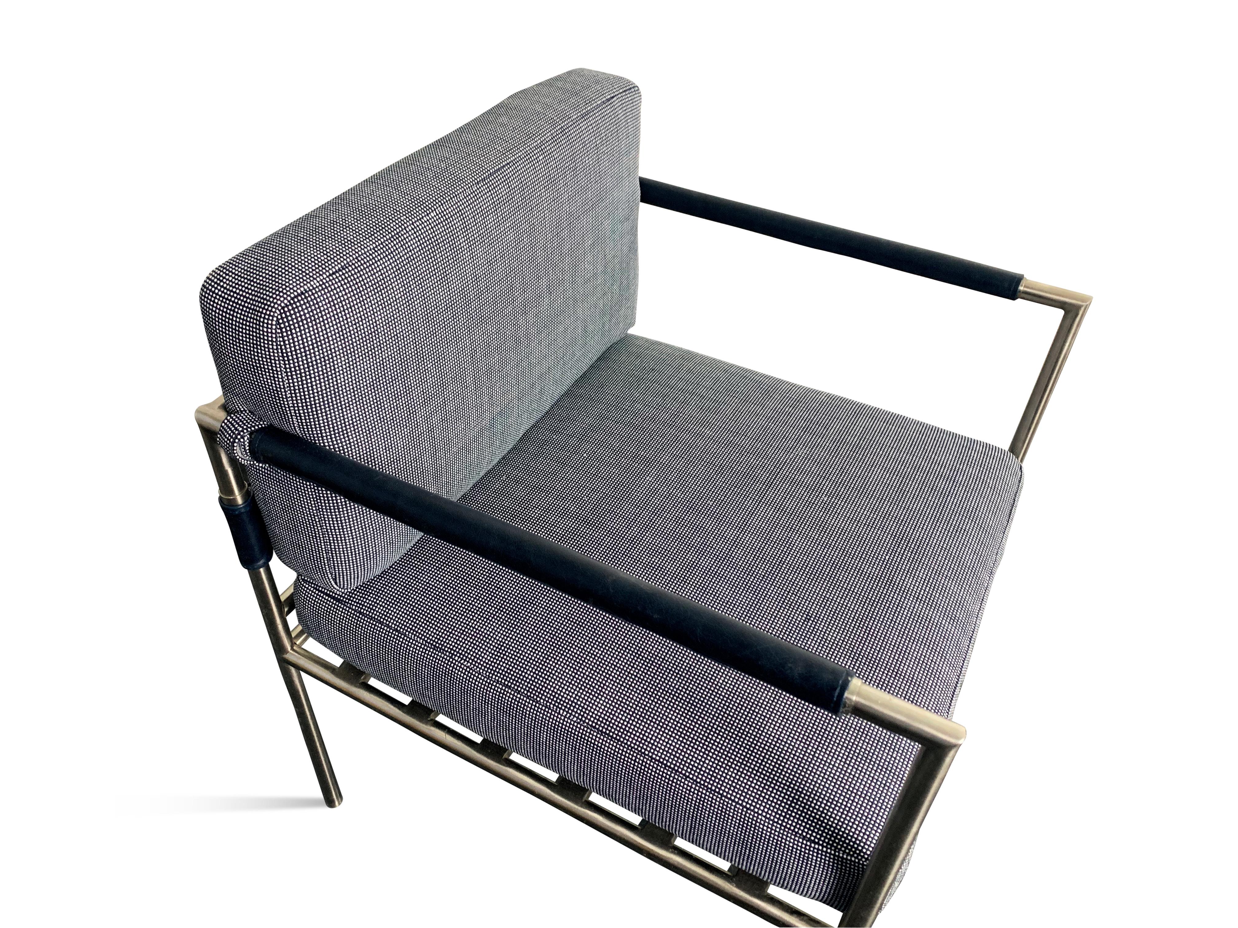 Modern Outdoor Upholstered Steel Lounge Armchair from Costantini, Rinaldo For Sale 3