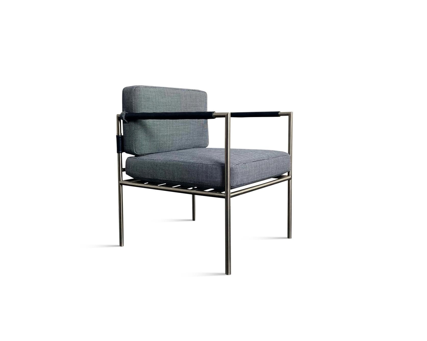 Modern Outdoor Upholstered Steel Lounge Armchair from Costantini, Rinaldo For Sale 4