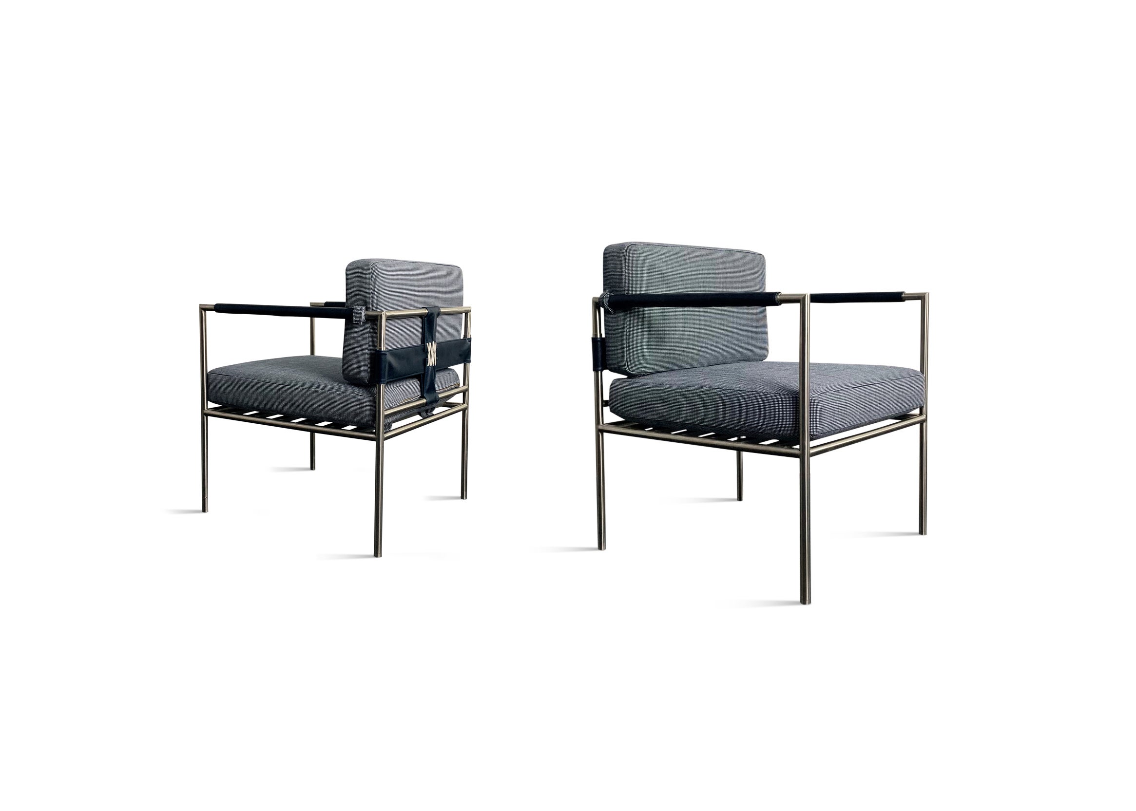 Modern Outdoor Upholstered Steel Lounge Armchair from Costantini, Rinaldo For Sale