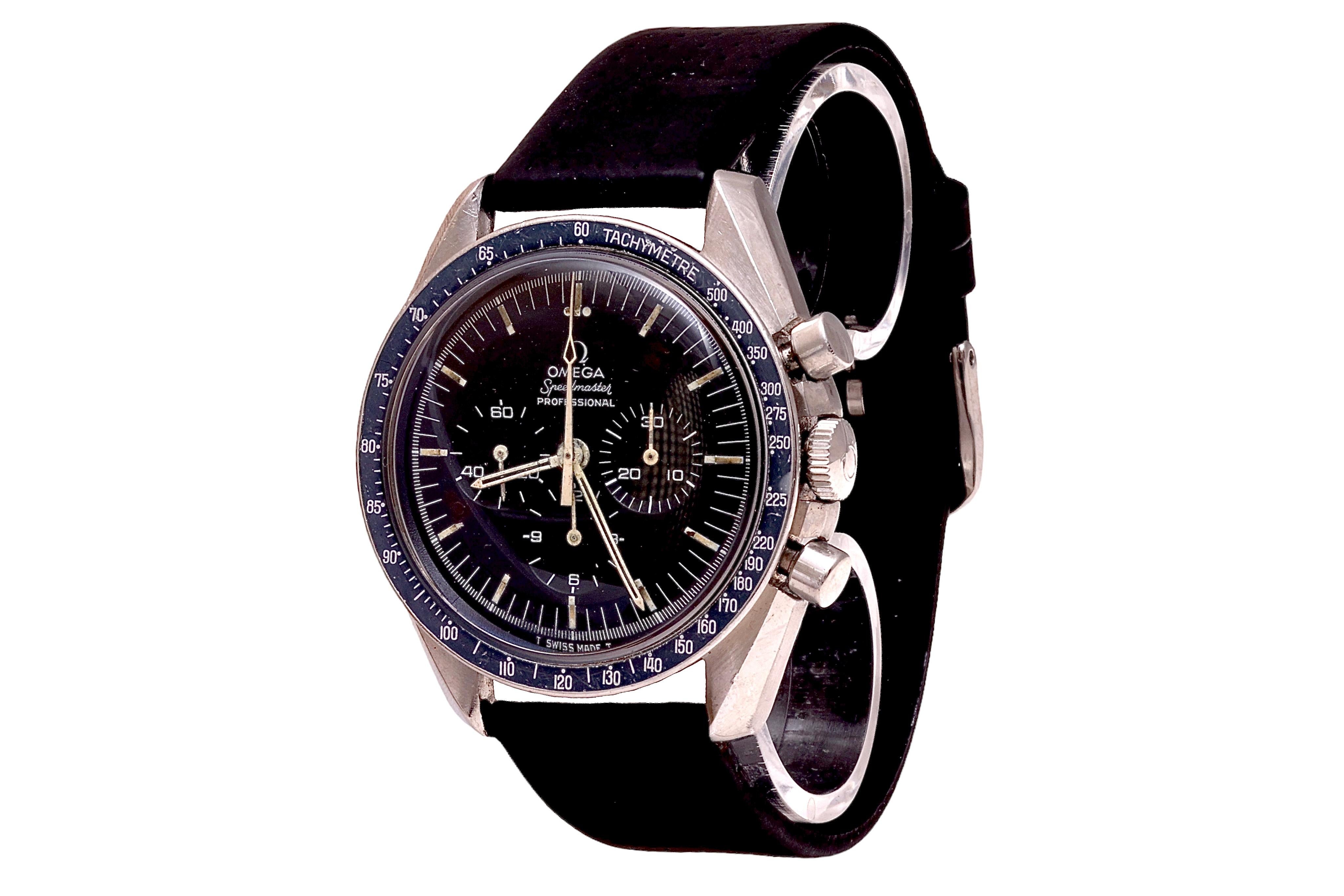 Stahl Omega Speedmaster Vintage 1970er Chronograph Armbanduhr aus Stahl Ref. ST145.022

Mit Omega-Extrakt aus den Archiven