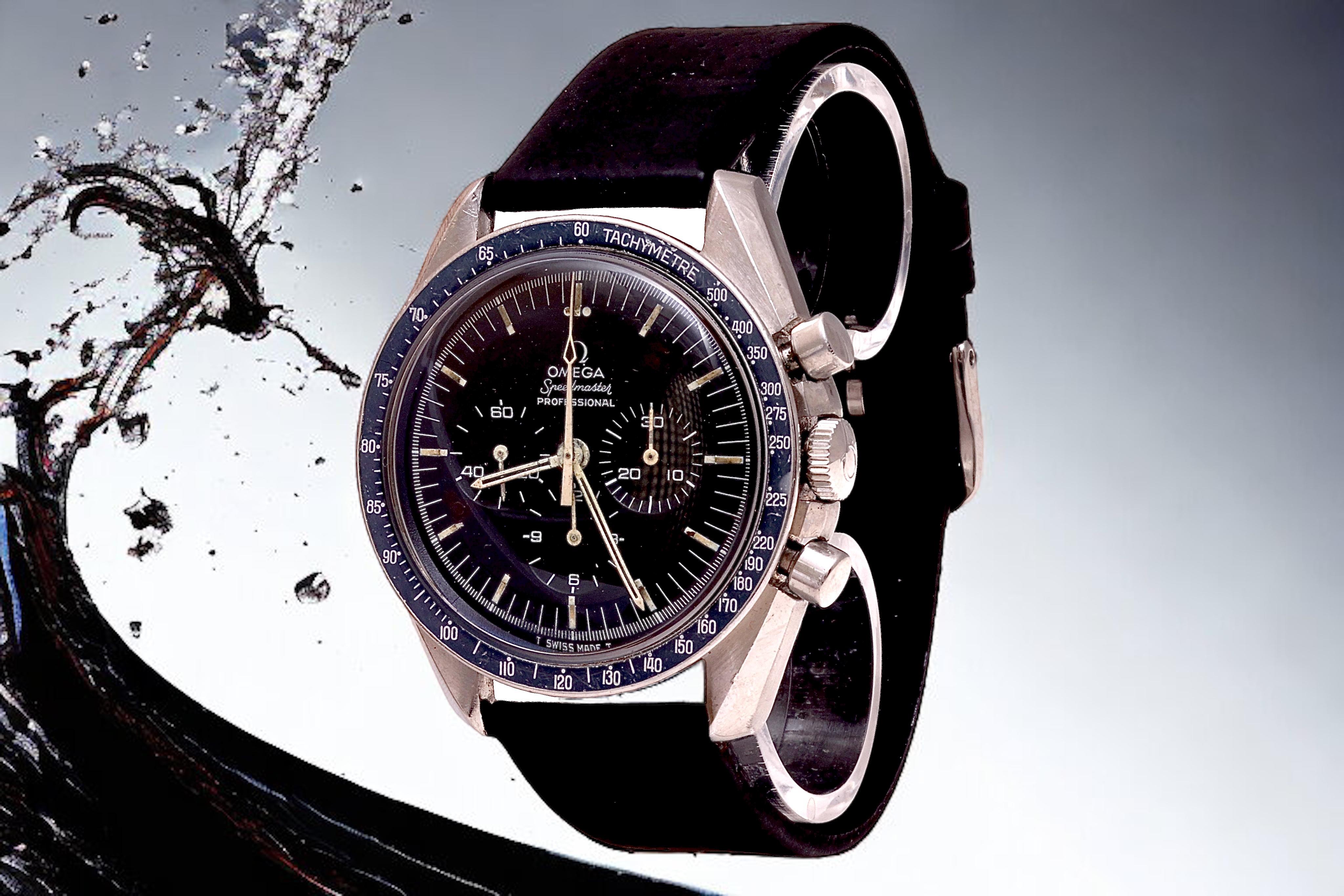 Omega Speedmaster, montre-bracelet chronographe vintage en acier des années 1970, réf. ST145.022 en vente 4