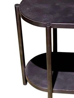 Steel Oval Two Tier Six Column Shape Legs Side Table, India, Contemporary