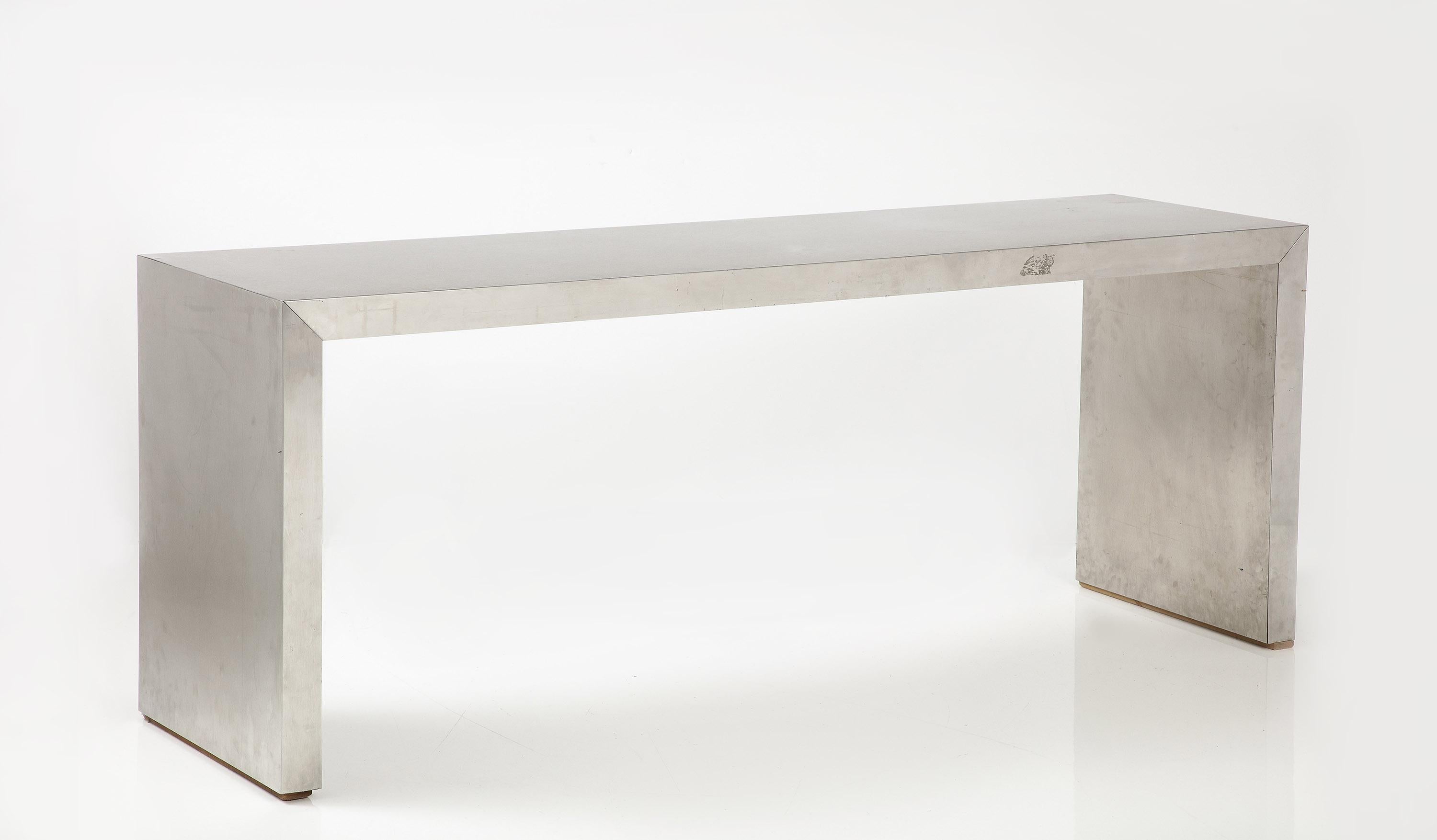20th Century Steel Parsons Console Table For Sale
