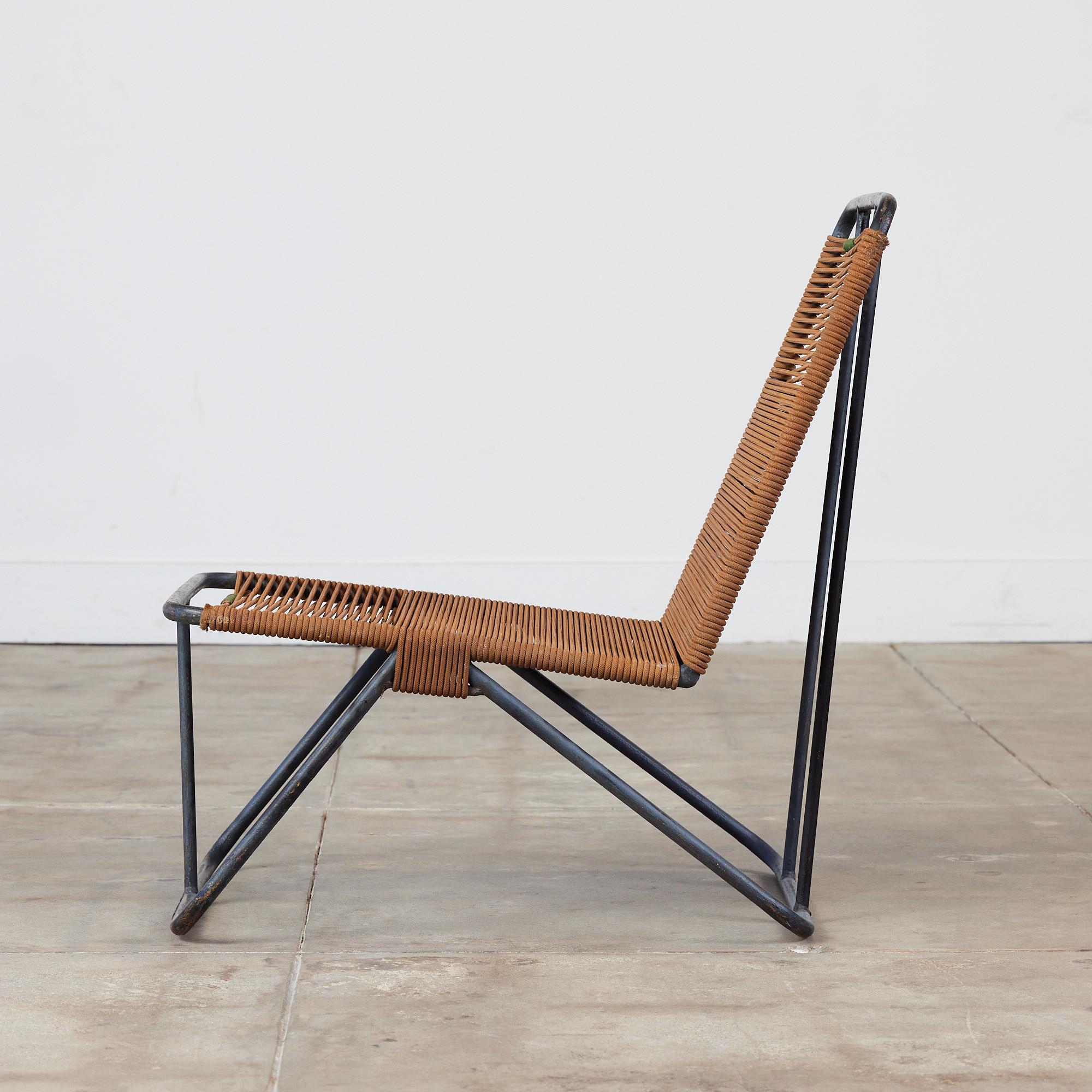 Mid-Century Modern Steel Patio Lounge Chair in the Style of Walter Lamb