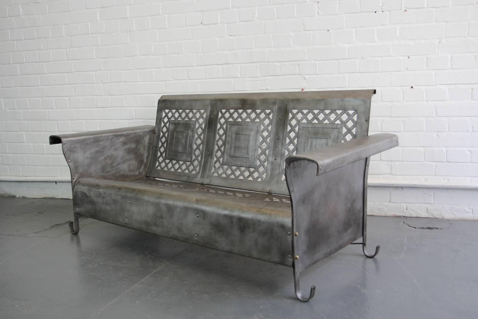 Art Deco Steel Porch Bench by The Bunting Glider Co., circa 1930s