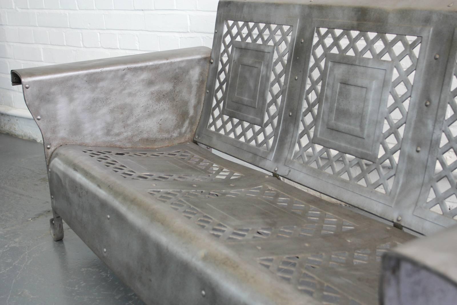 Steel Porch Bench by The Bunting Glider Co., circa 1930s In Good Condition In Gloucester, GB