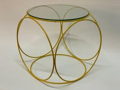 Steel Rod and Glass Op Art Side Table