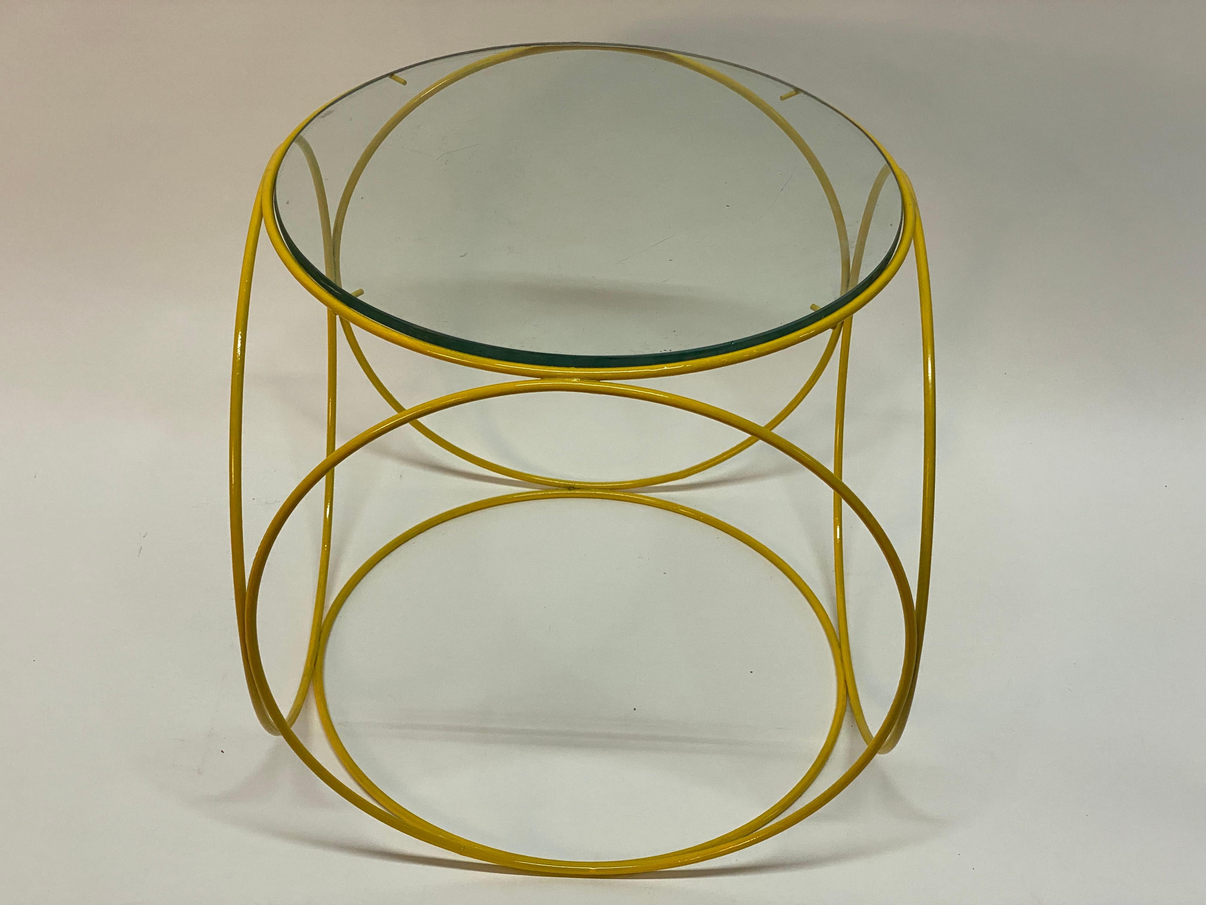 Mid-Century Modern Steel Rod and Glass Op Art Side Table For Sale