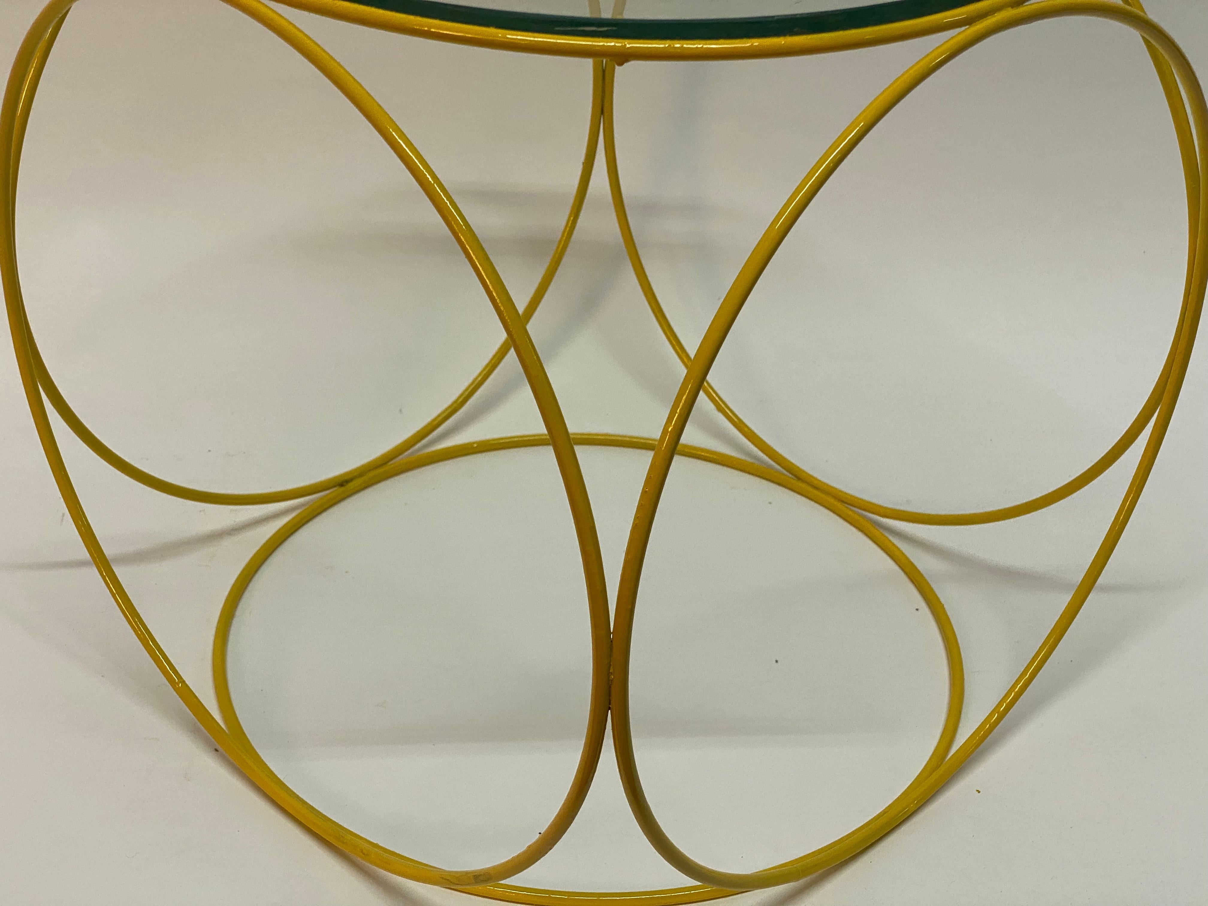 20th Century Steel Rod and Glass Op Art Side Table For Sale