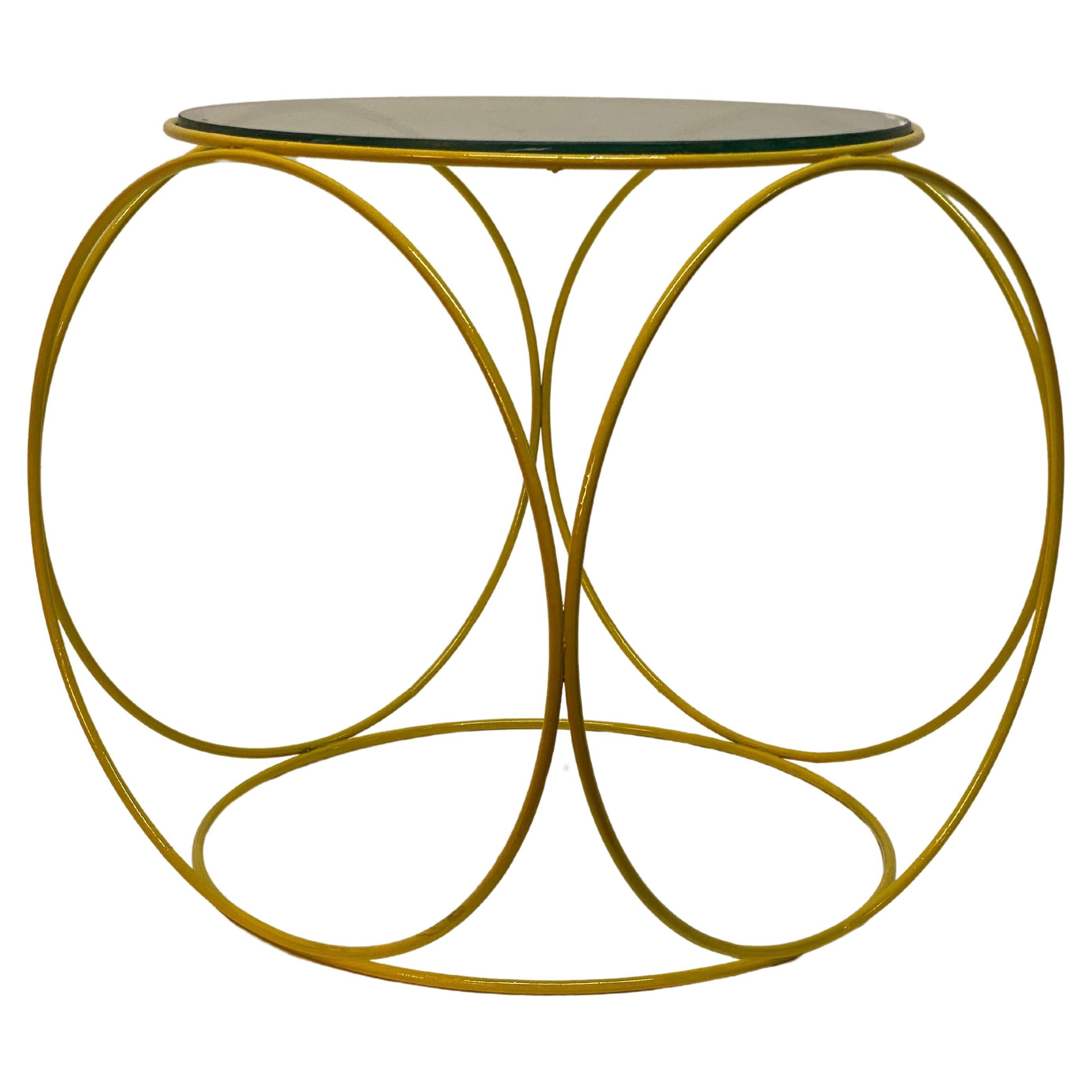 Steel Rod and Glass Op Art Side Table For Sale