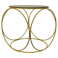 Mesa auxiliar Op Art de varilla de acero y cristal