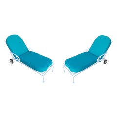 Steel Scrolling Reclining Outdoor / Patio Chaise Lounge by Woodard, Pair