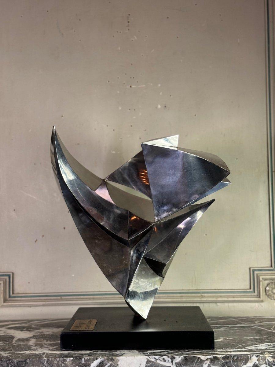 Modern Steel Sculpture, Janos Maróti, Hungary, 1984 For Sale