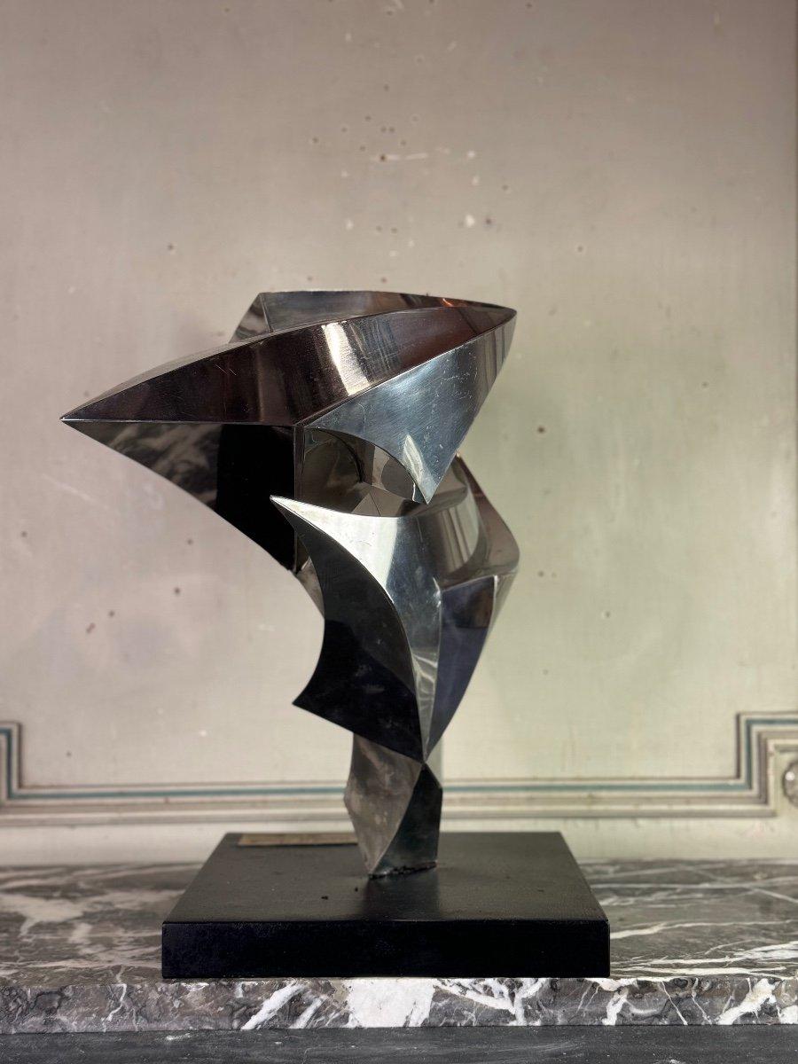 Steel Sculpture, Janos Maróti, Hungary, 1984 In Excellent Condition For Sale In Honnelles, WHT
