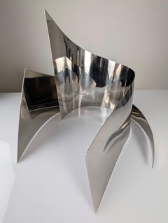 Steel Sculpture "Silver Wind" Vertical by Joaquin Torres & Rafael Llamazares