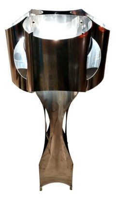 Steel Sculptured Floor Lamp Design Francois Monnet, 1970s