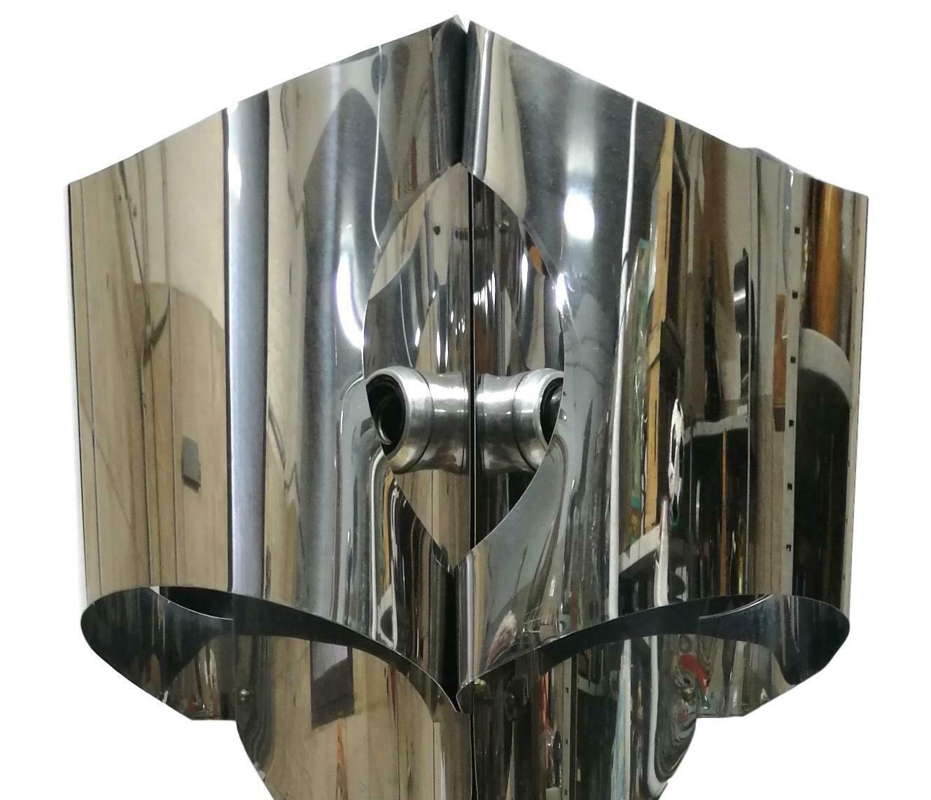 Late 20th Century Steel Sculptured Floor Lamp Design Francois Monnet, 1970s For Sale