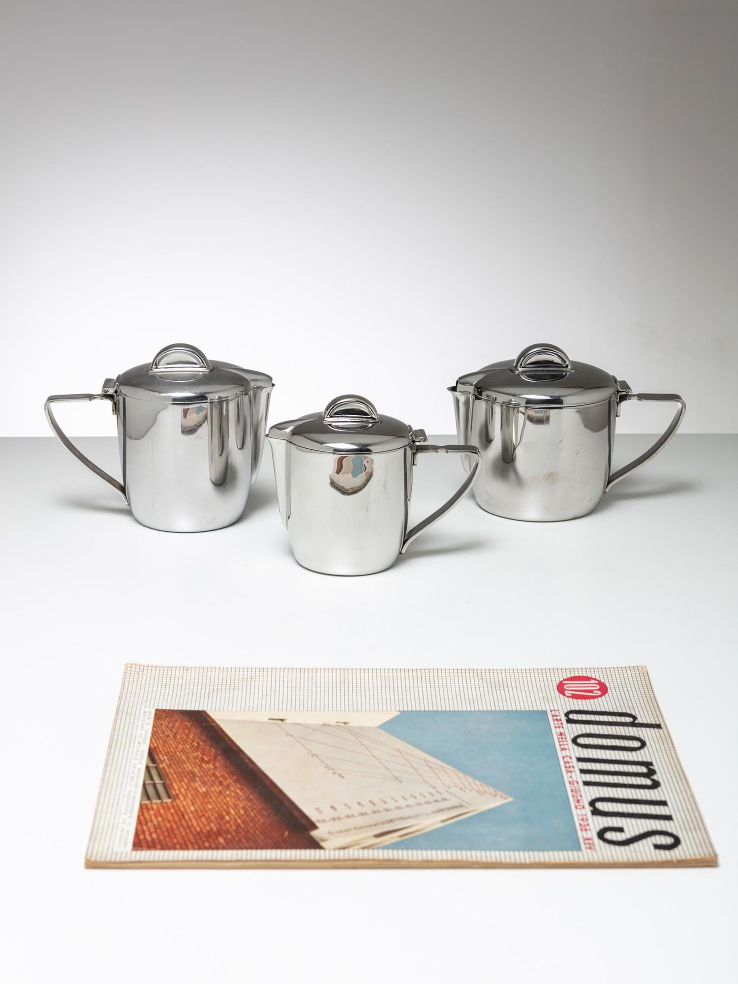 Italian Steel Set by Gio Ponti for Calderoni, Italy, 1950s For Sale