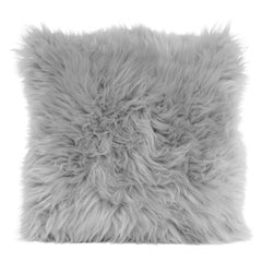 Cojín de piel de oveja gris claro de Muchi Decor, Made in Italy