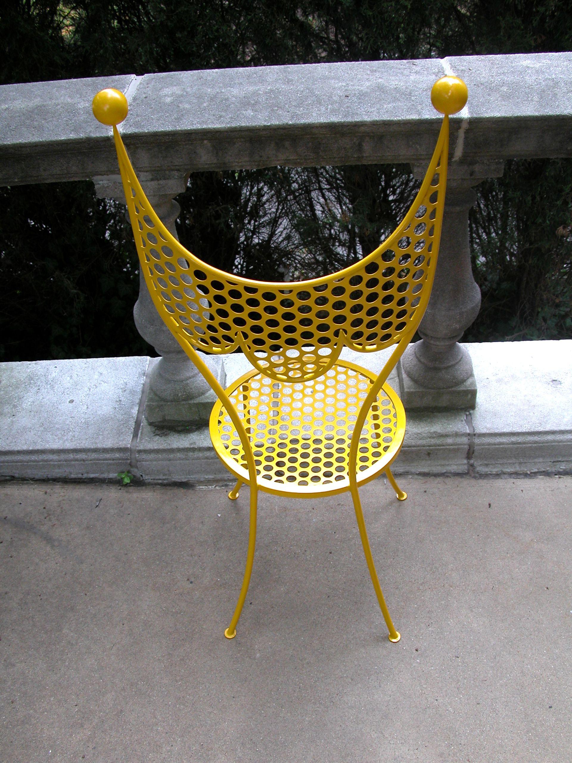 Painted Steel Side Chair in the style of Tony Duquette, circa 1950 For Sale