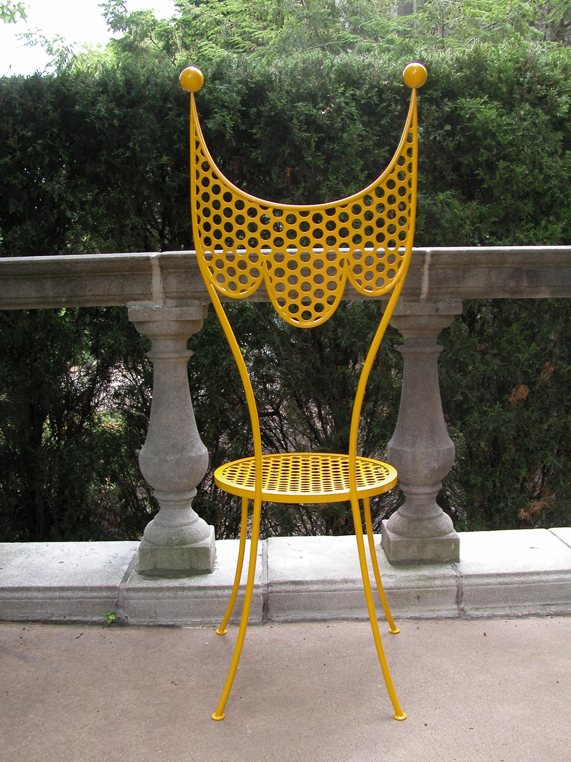 Steel Side Chair in the style of Tony Duquette, circa 1950 In Excellent Condition For Sale In Pittsburgh, PA