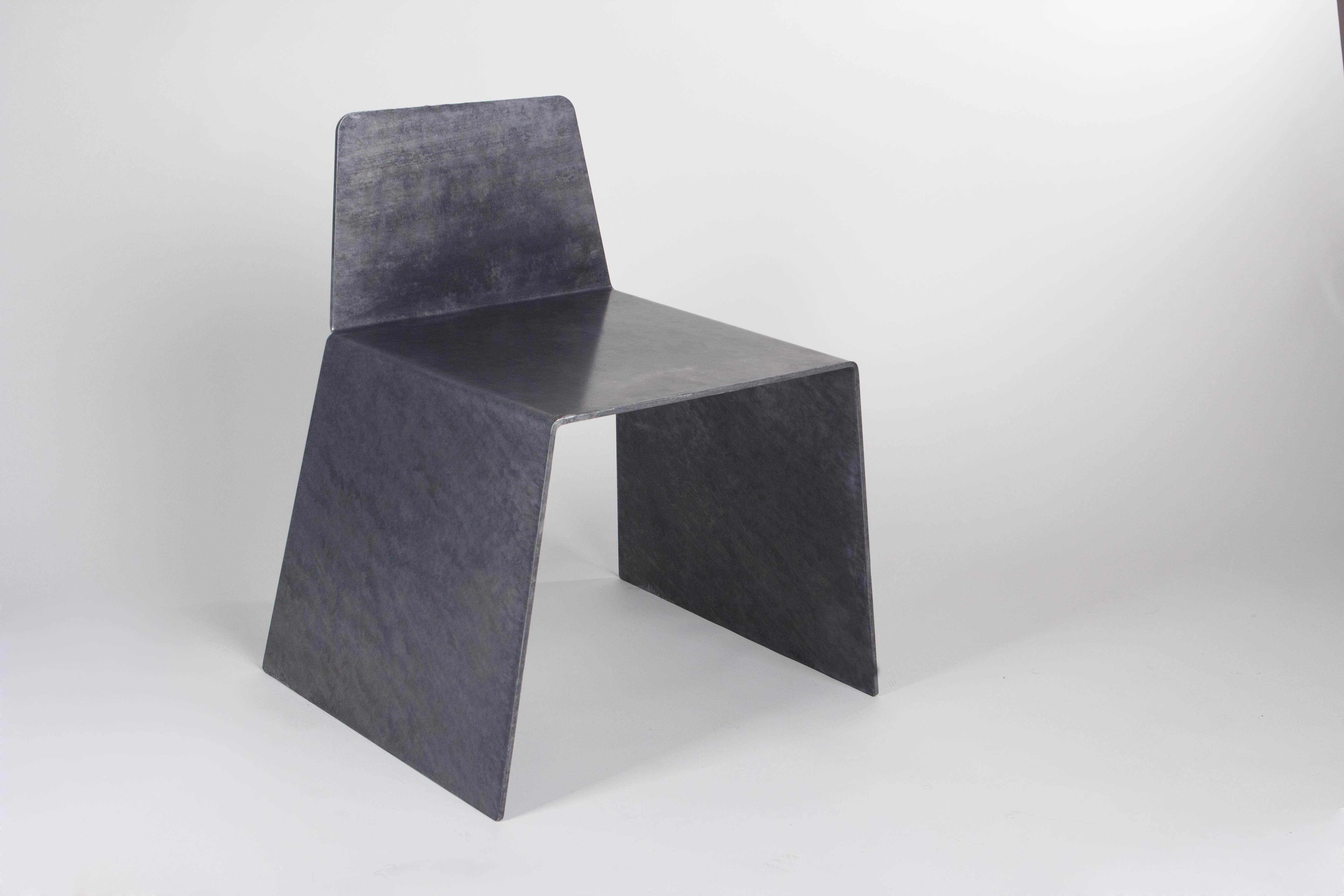 Minimalist Steel Side Chair in Hot-Dipped Galvanized Steel by Jonathan Nesci For Sale