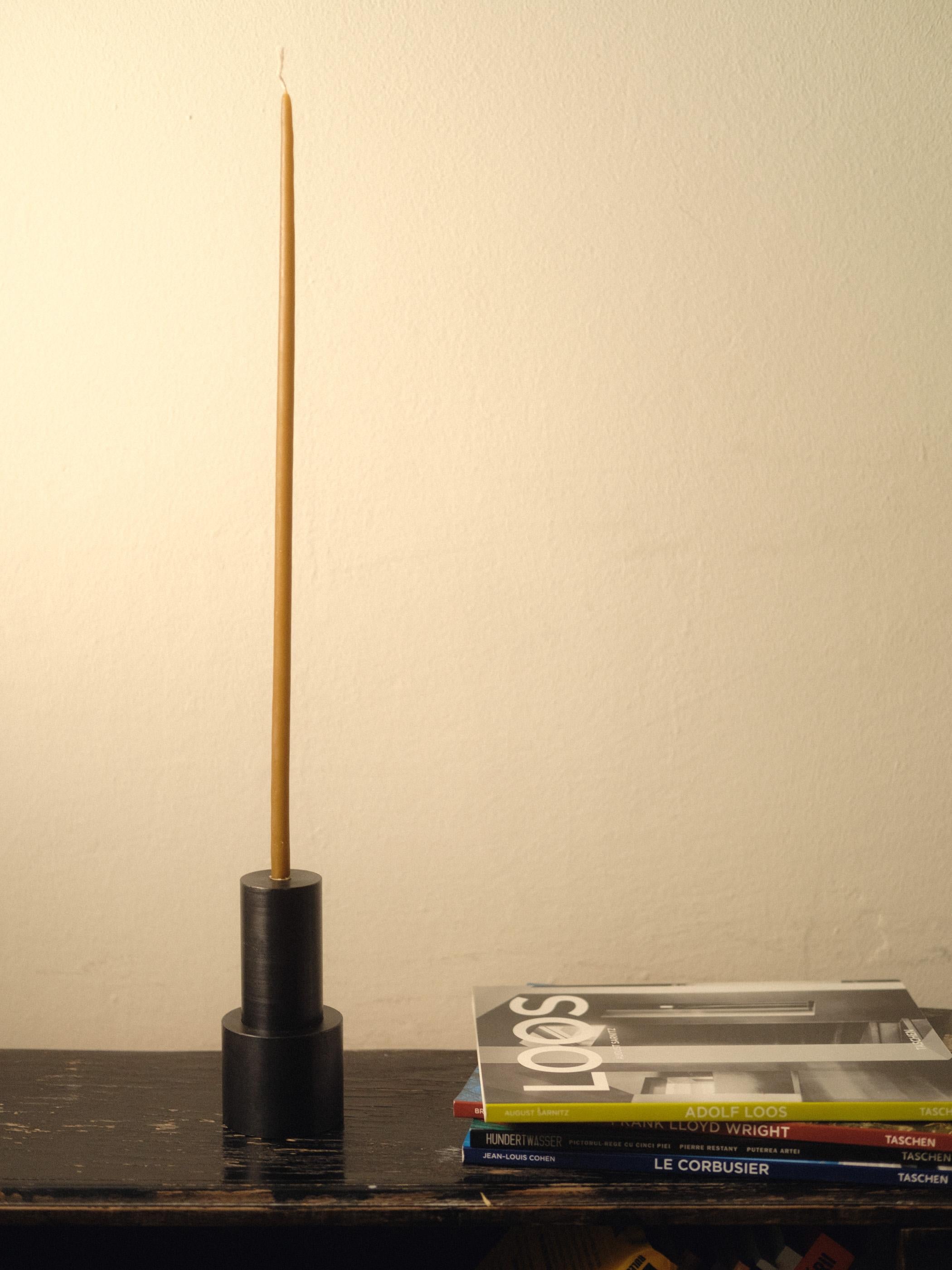 Post-Modern Steel Simple Candleholder by Radu Abraham For Sale
