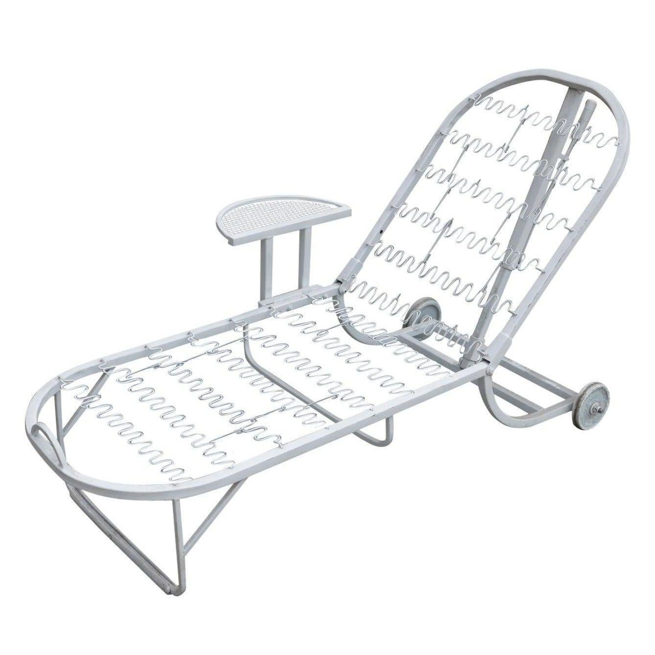 American Steel Spring Outdoor / Patio Chaise Lounge by Woodard For Sale