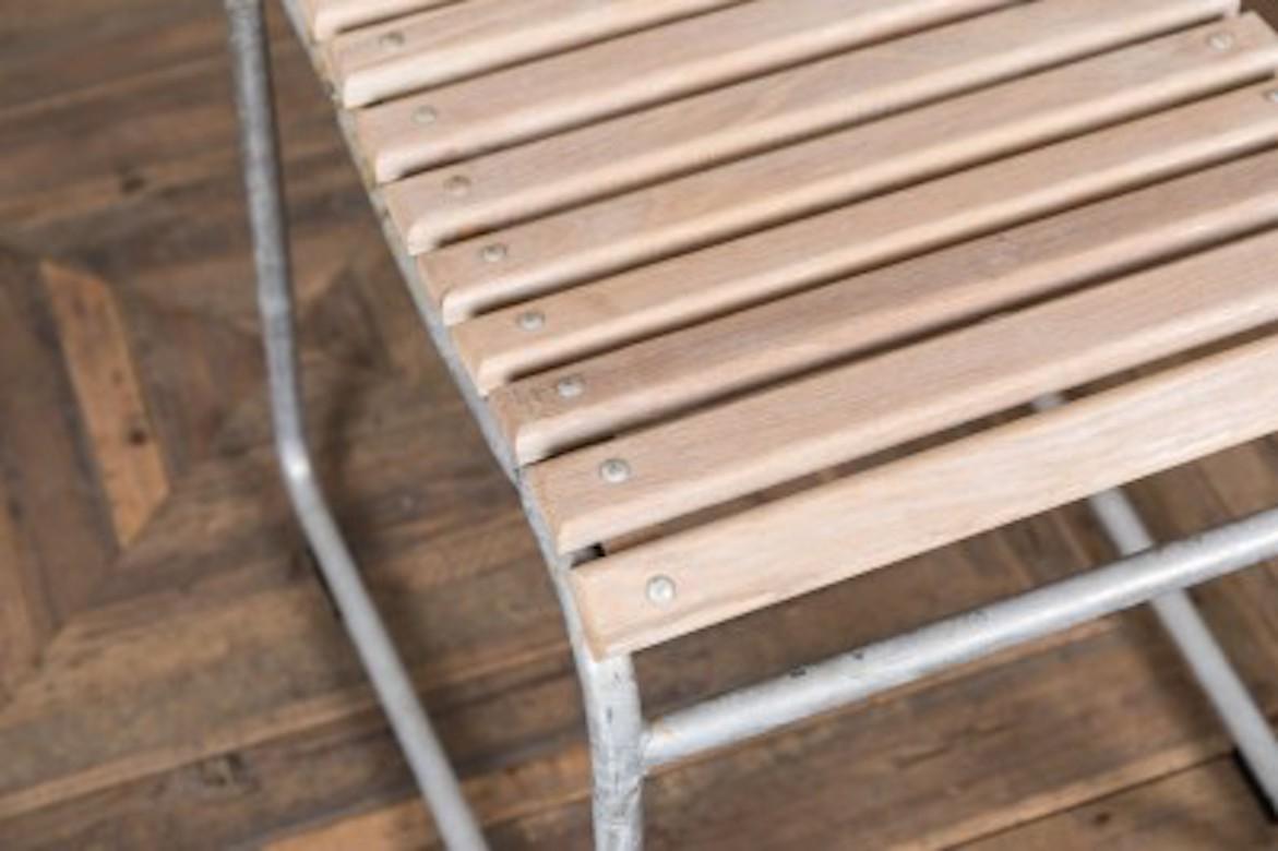 European Steel Stacking Chairs with Slatted Seats, 20th Century For Sale