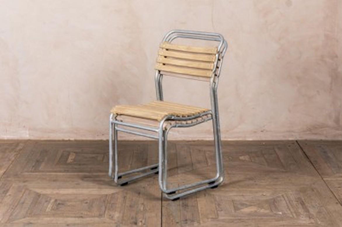 Steel Stacking Chairs with Slatted Seats, 20th Century For Sale 1
