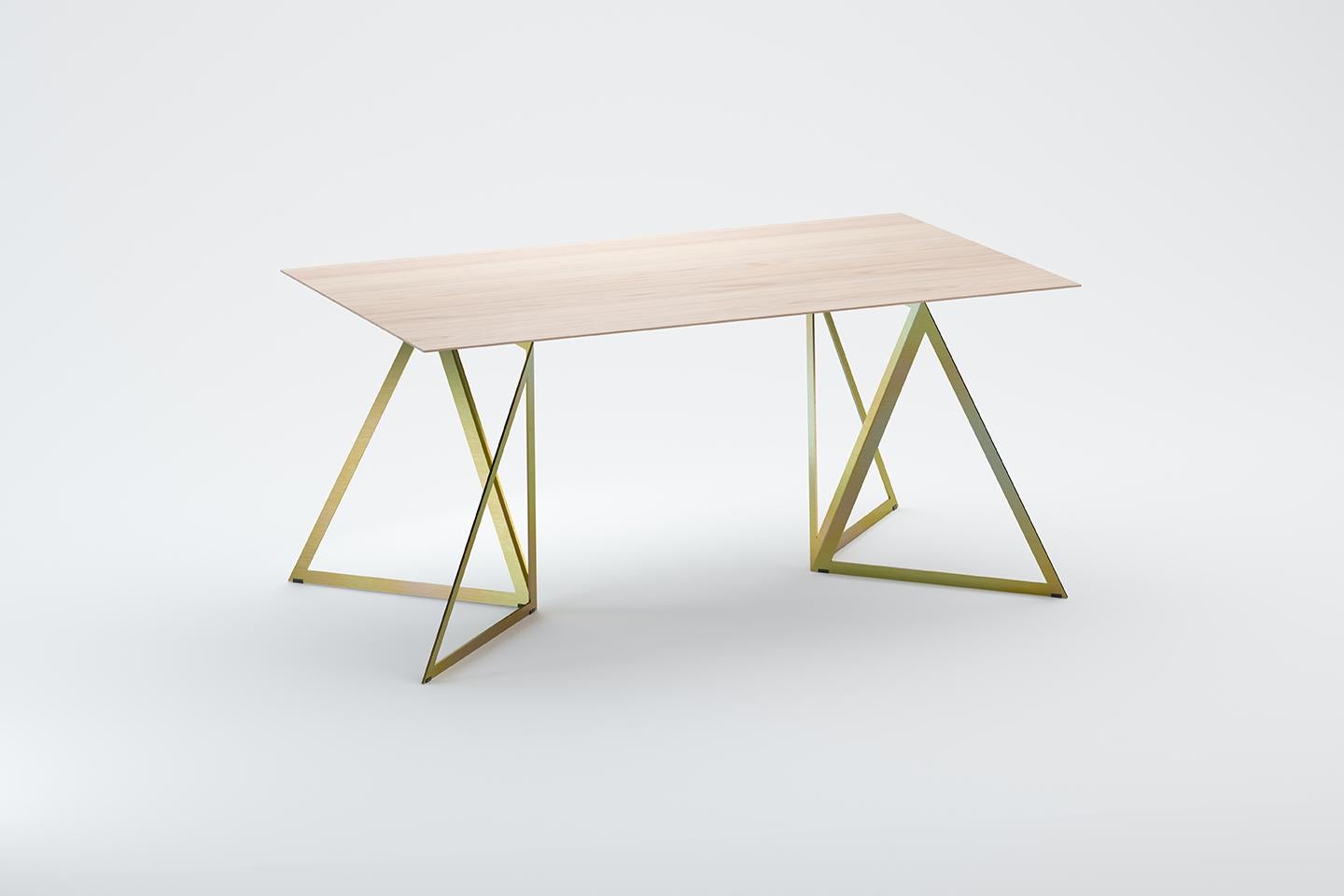 Steel stand table 160 Ash by Sebastian Scherer.
Dimensions: D160 x W90 x H74 cm.
Materials: Ash, Steel, Wood.
Also Available: Colours:Solid wood (matt lacquered or oiled): black and white stained ash / natural oak / american walnut
Steel (matt):