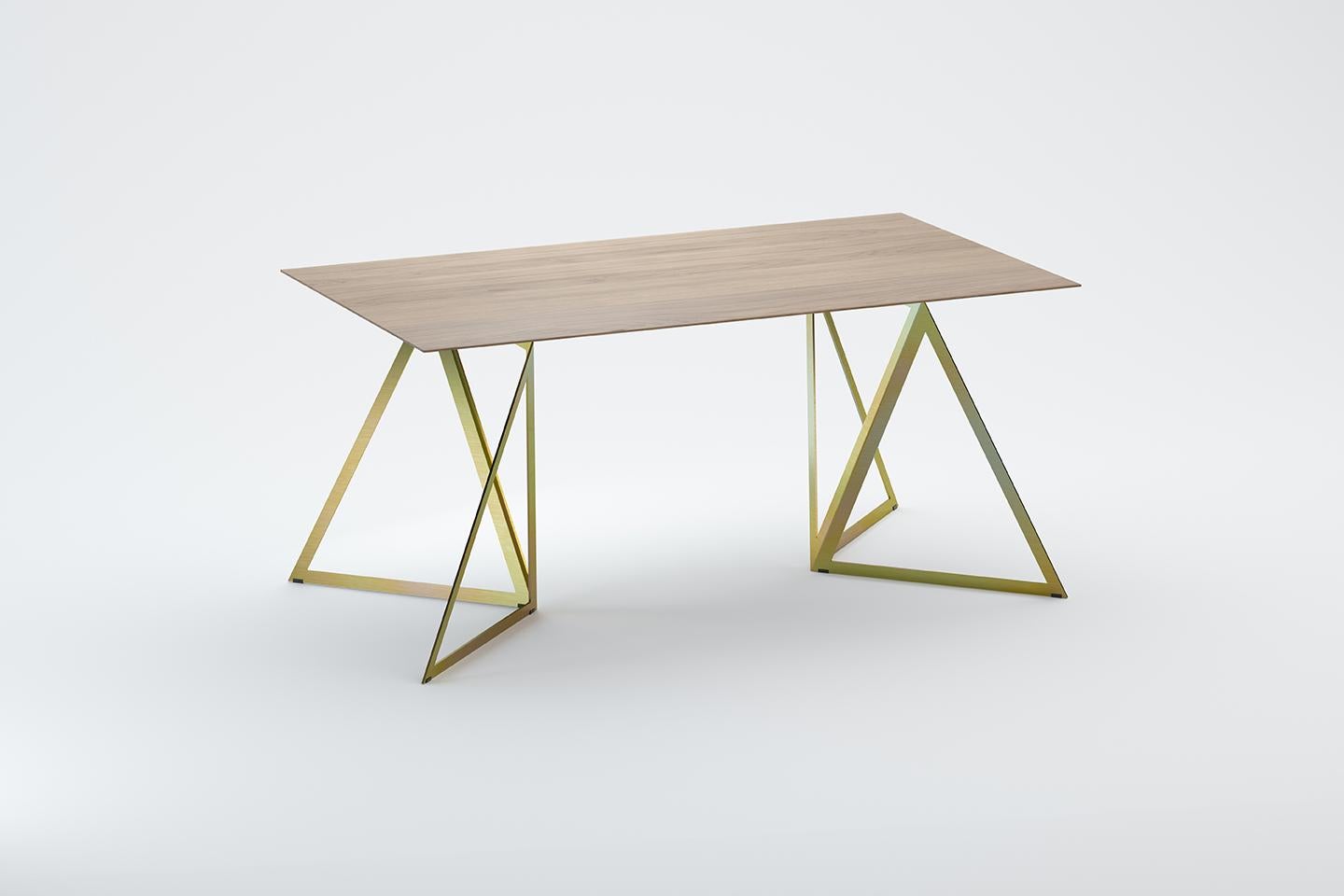 Steel stand table 160 oak by Sebastian Scherer
Dimensions: D 160 x W 90 x H 74 cm
Materials: Oak, steel, wood
Also available: Colours: Solid wood (matt lacquered or oiled): black and white stained ash / natural oak / american walnut
Steel