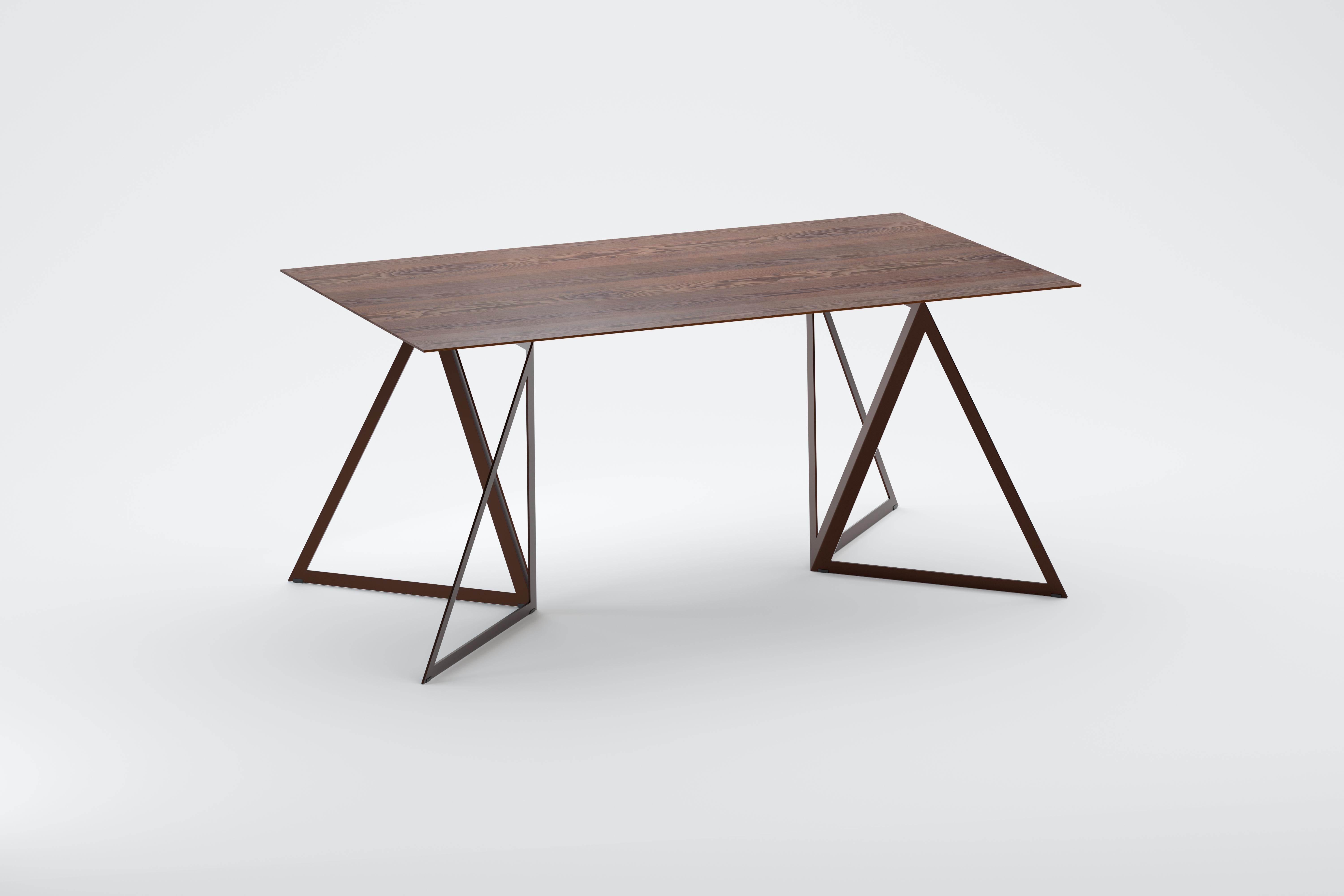 Steel Stand Table 160 Walnut by Sebastian Scherer For Sale 4