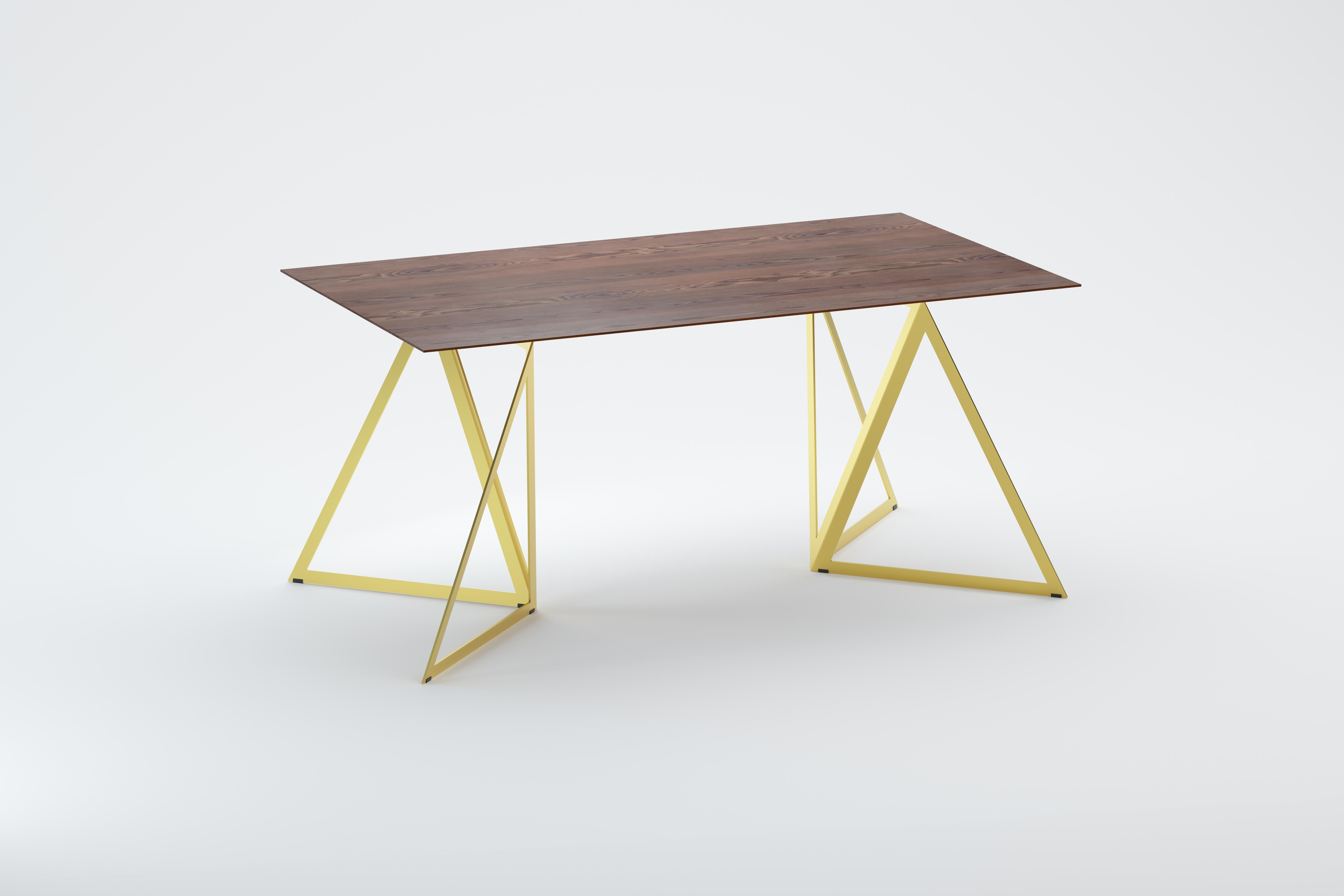 Post-Modern Steel Stand Table 160 Walnut by Sebastian Scherer For Sale