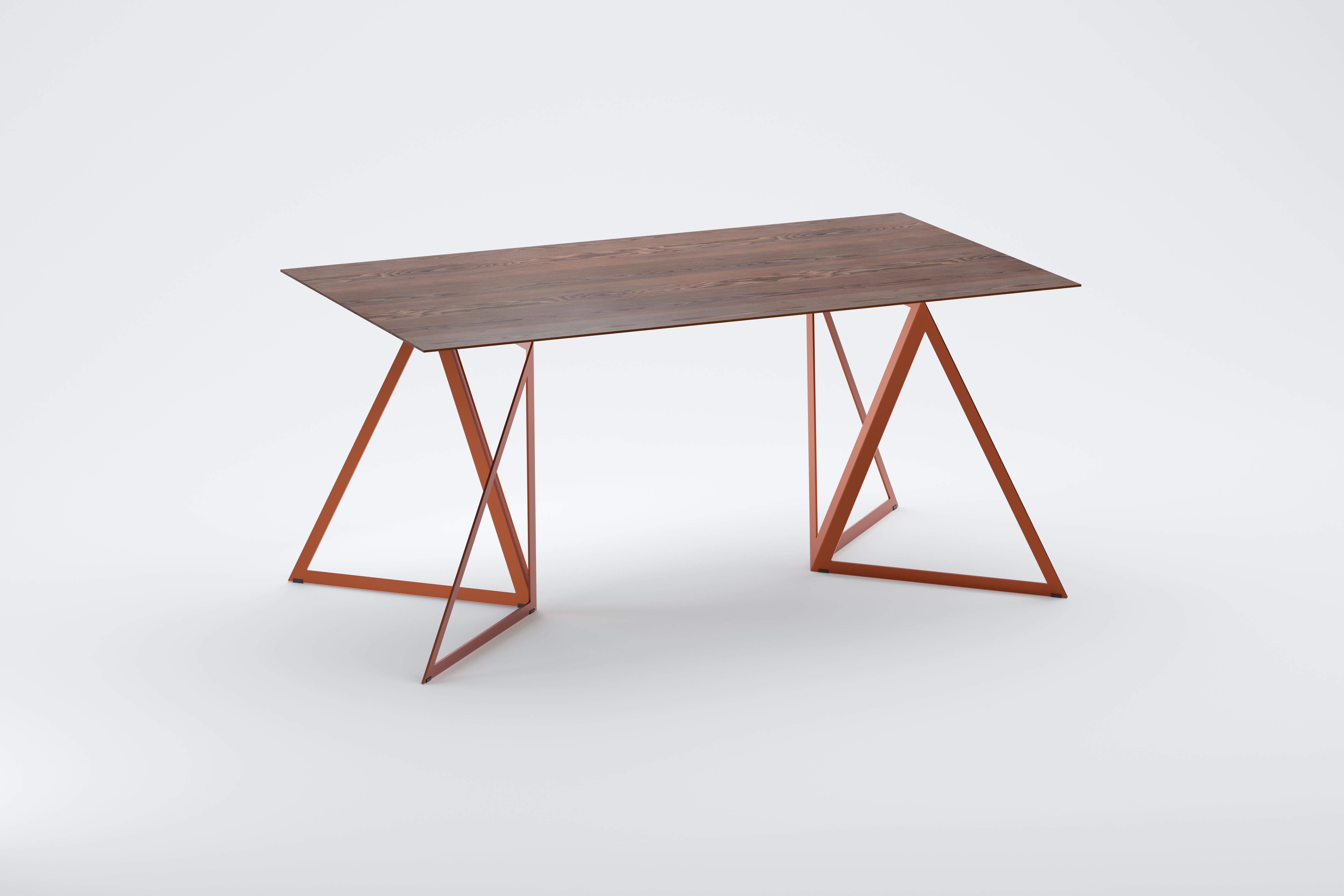 Contemporary Steel Stand Table 160 Walnut by Sebastian Scherer For Sale