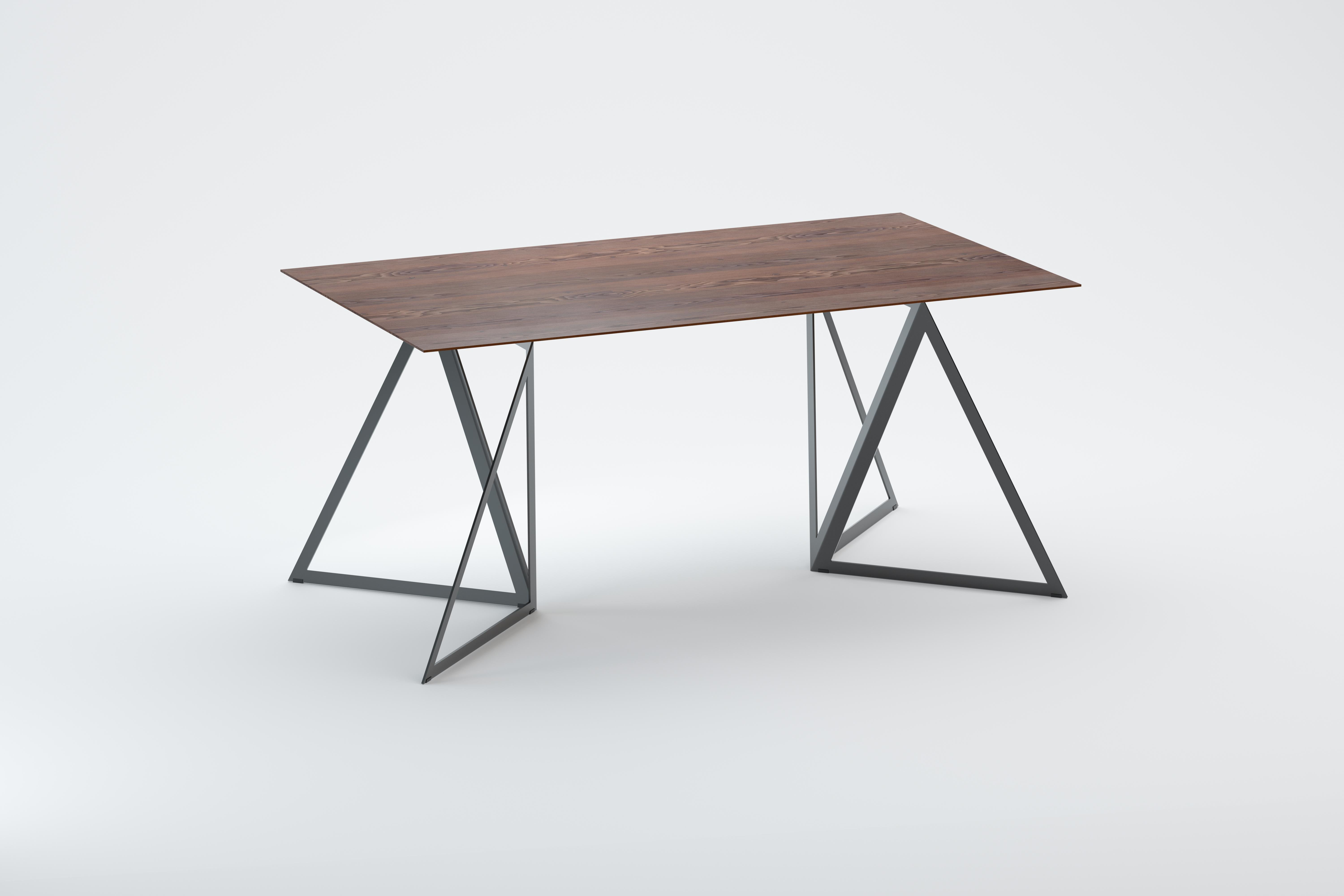 Steel Stand Table 160 Walnut by Sebastian Scherer For Sale 3