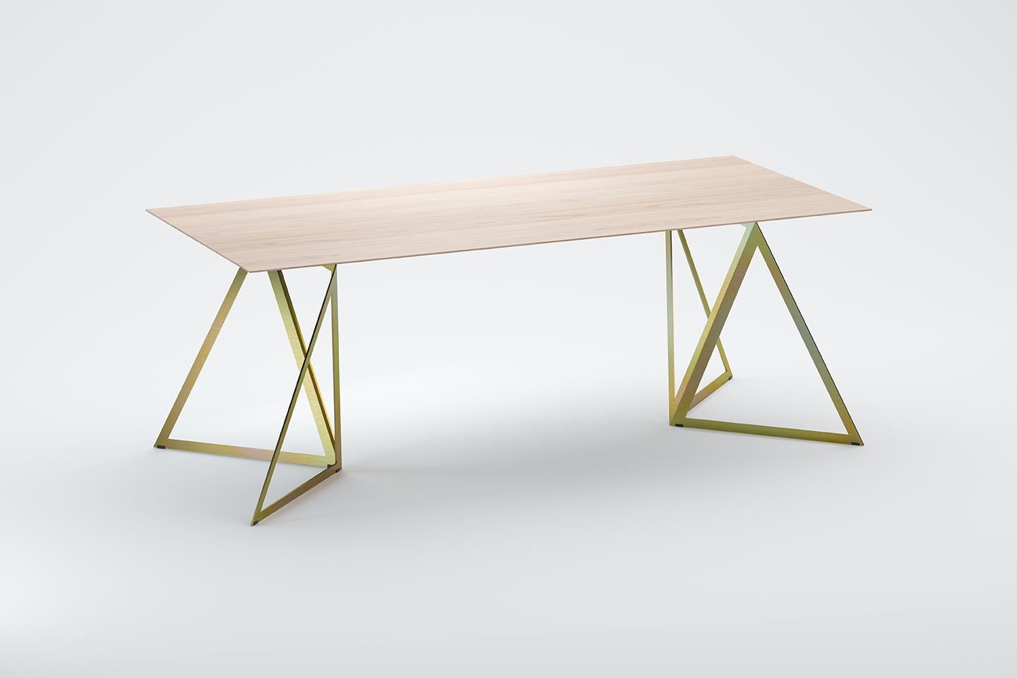 Steel stand table 200 ash by Sebastian Scherer
Dimensions: D 200 x W 90 x H 74 cm
Materials: Ash, steel, wood
Also available: Colours:Solid wood (matt lacquered or oiled): black and white stained ash / natural oak / american walnut
Steel (matt):