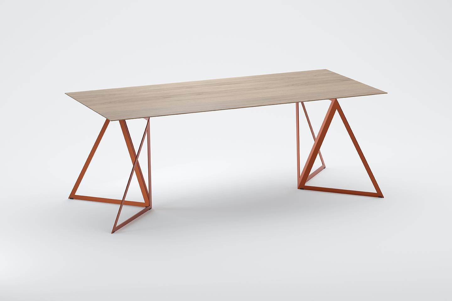 Contemporary Steel Stand Table 200 Oak by Sebastian Scherer