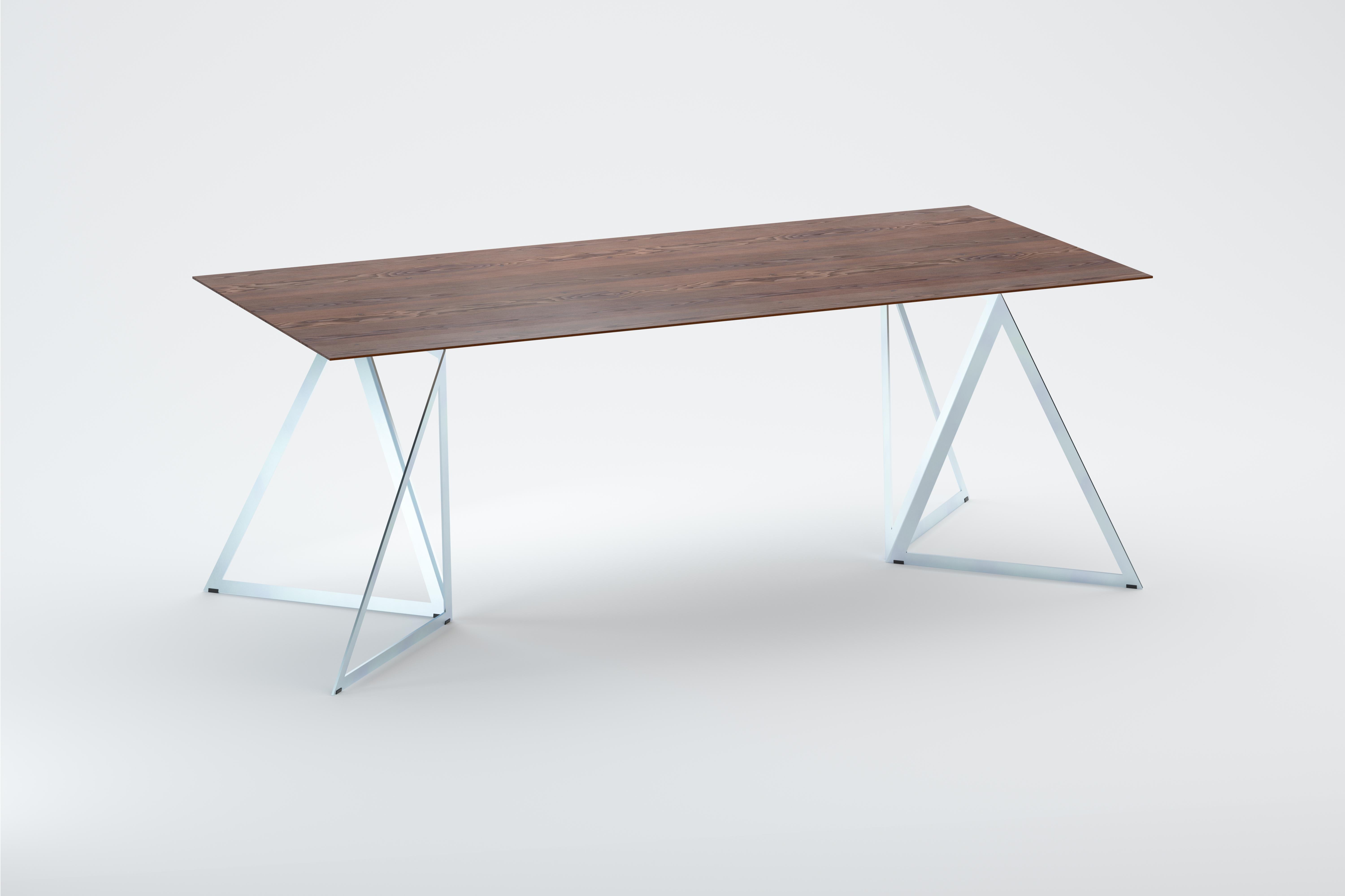 Steel Stand Table 200 Walnut by Sebastian Scherer For Sale 6
