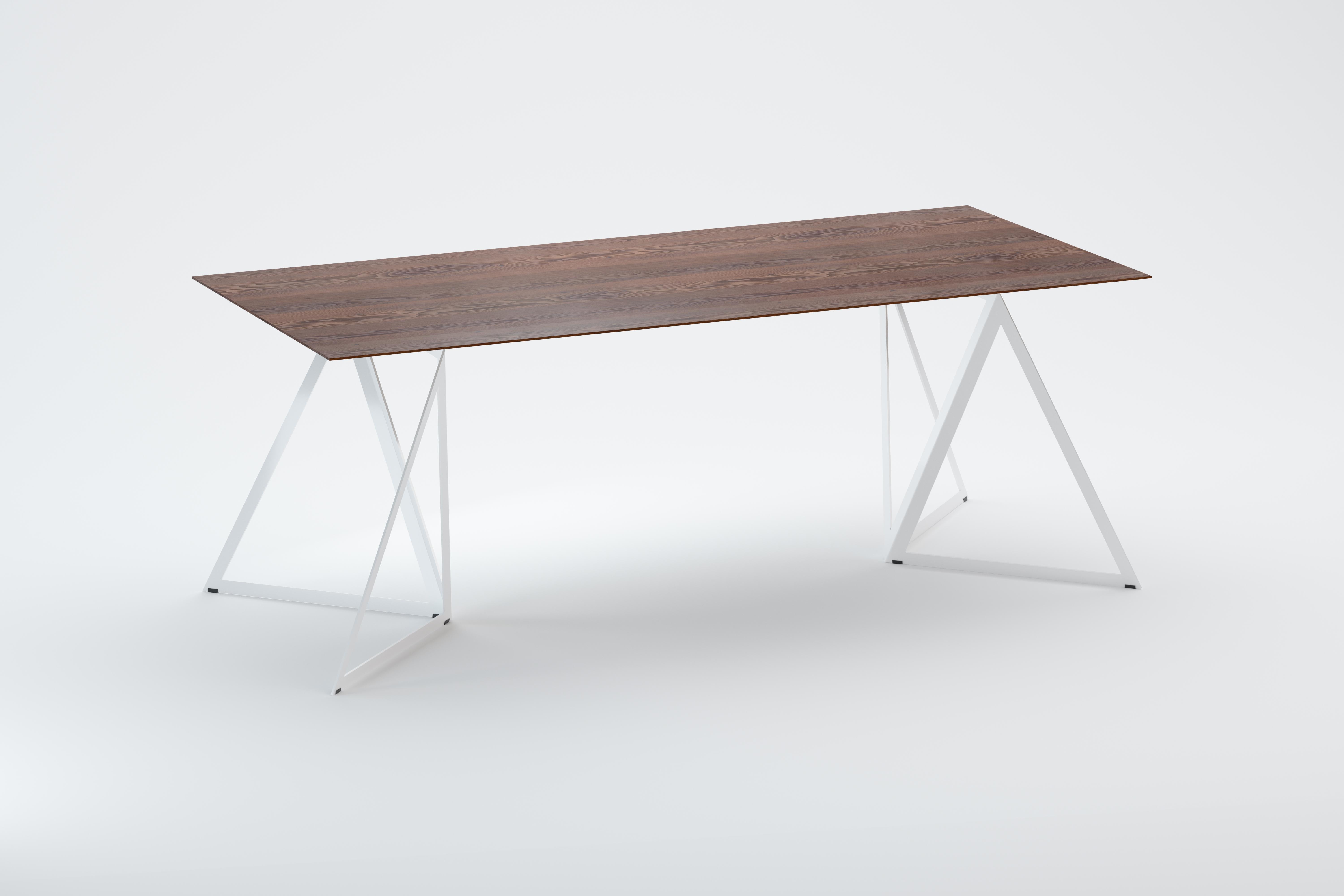 Steel Stand Table 200 Walnut by Sebastian Scherer In New Condition For Sale In Geneve, CH