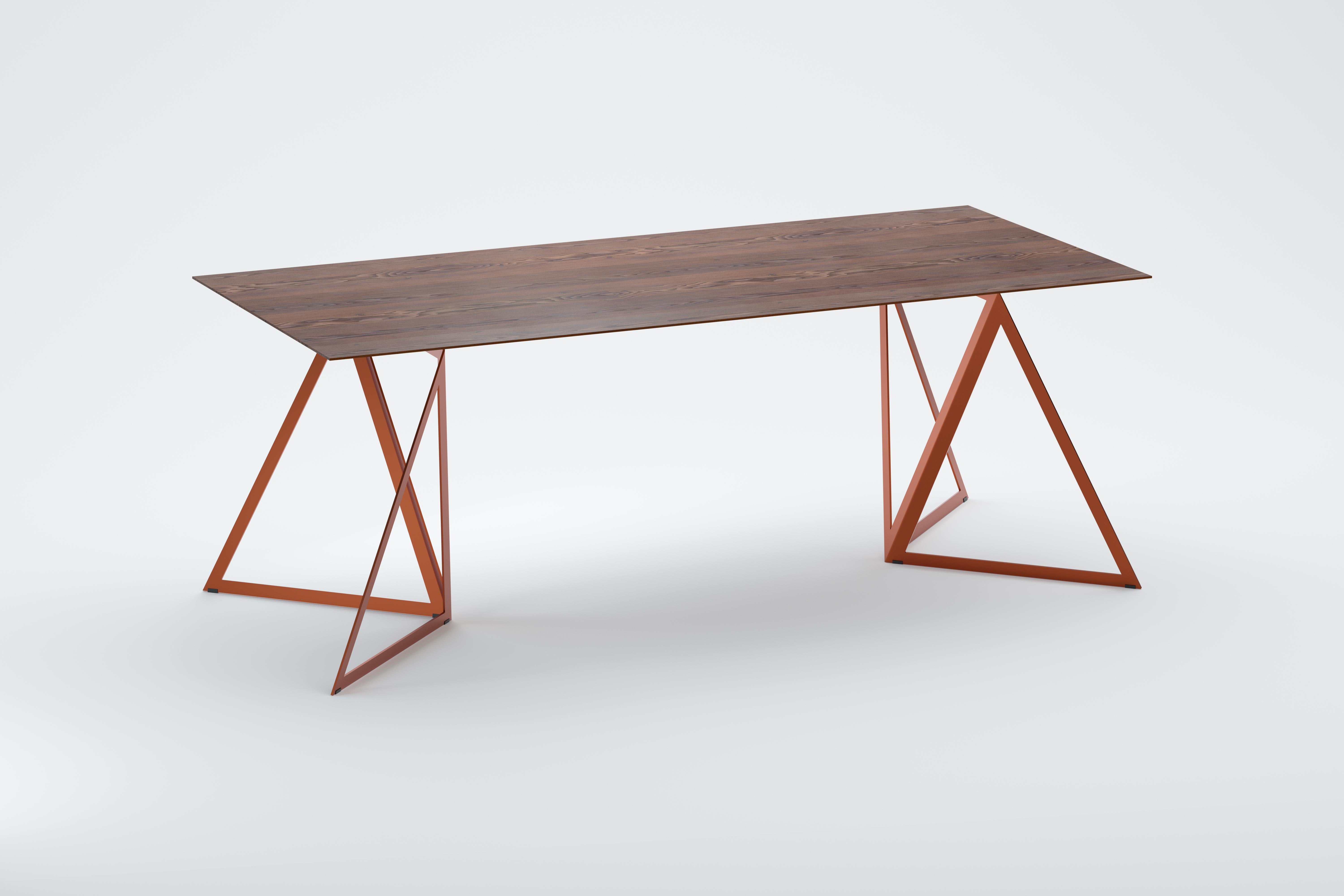 Contemporary Steel Stand Table 200 Walnut by Sebastian Scherer